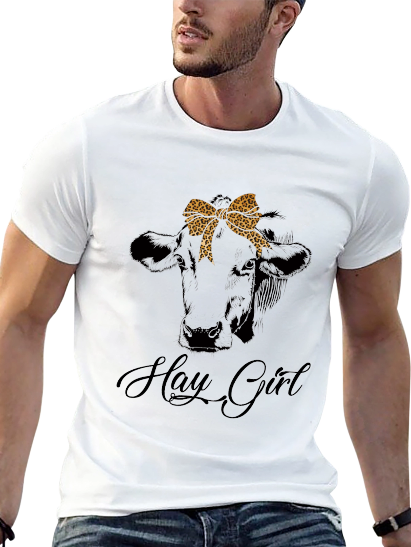 Hay Girl Cow Graphic Tee - Animal Lover T-Shirt - 13