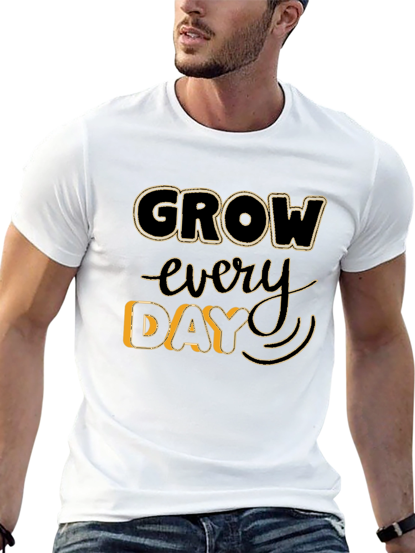 Black Grow Every Day Graphic Tee - Black Unisex T-Shirt view 13