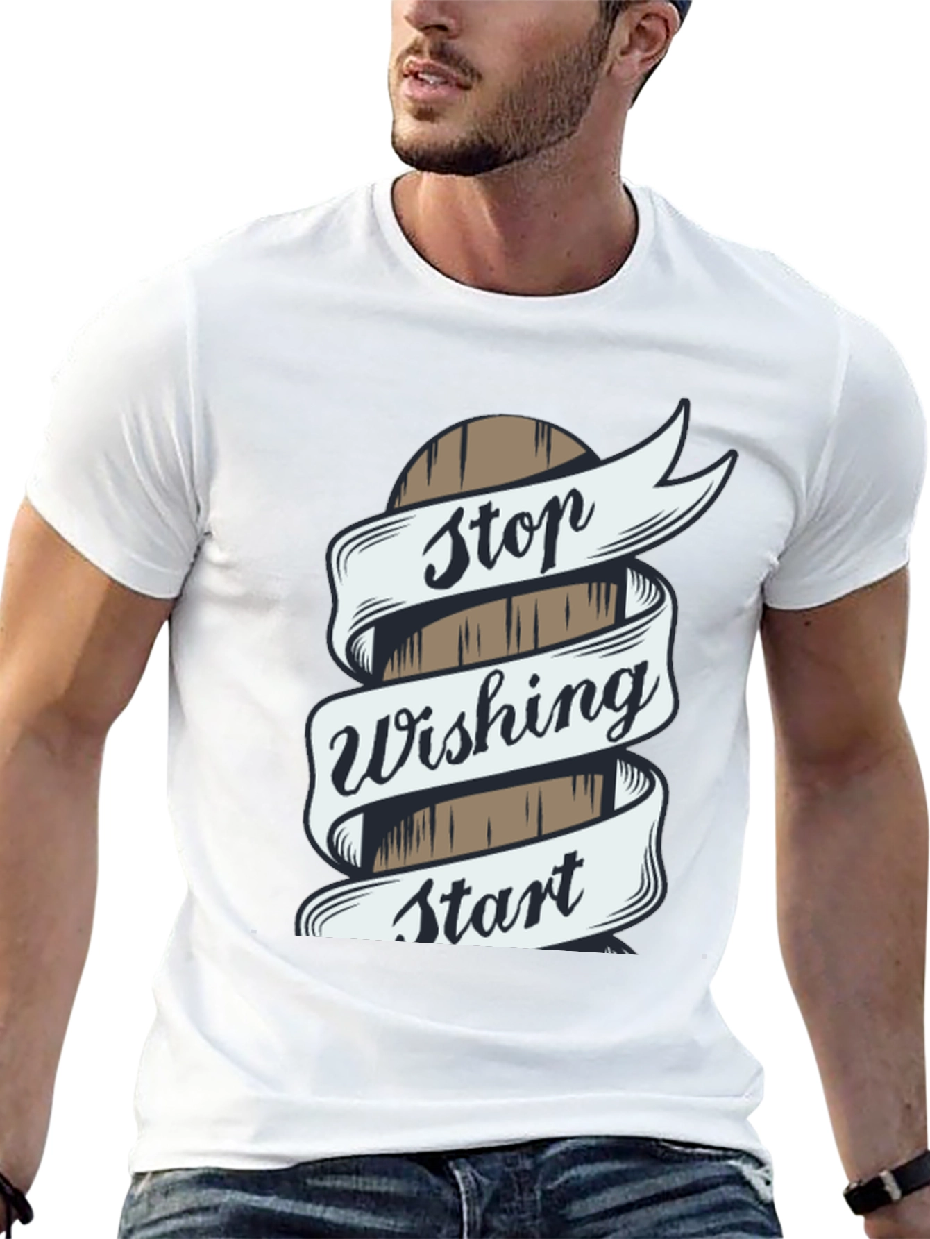 Black Stop Wishing Start Doing T-Shirt view 13