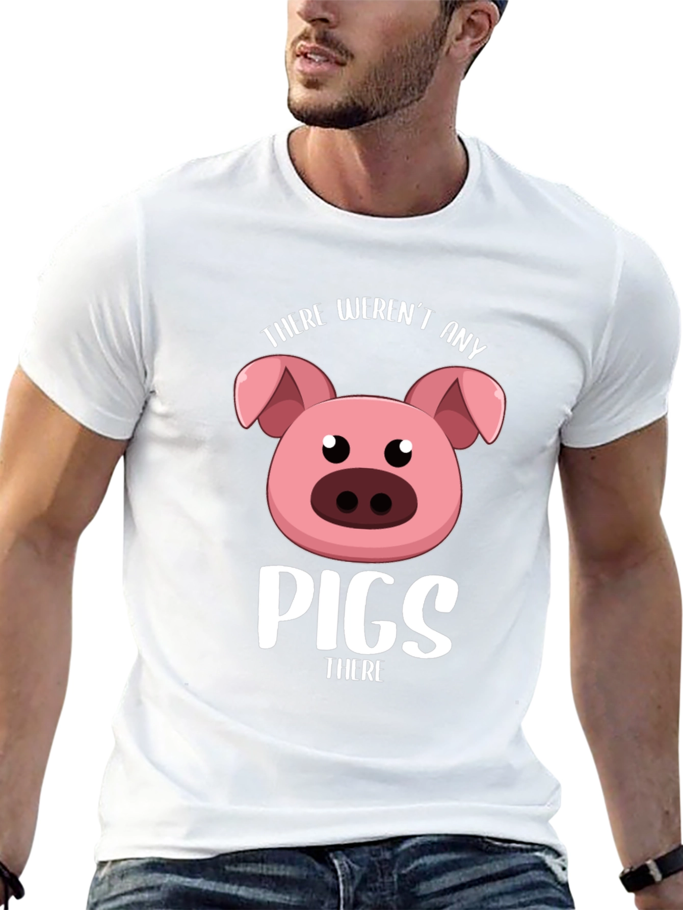 Black Funny Pig T-Shirt - "There Weren't Any Pigs There" view 13
