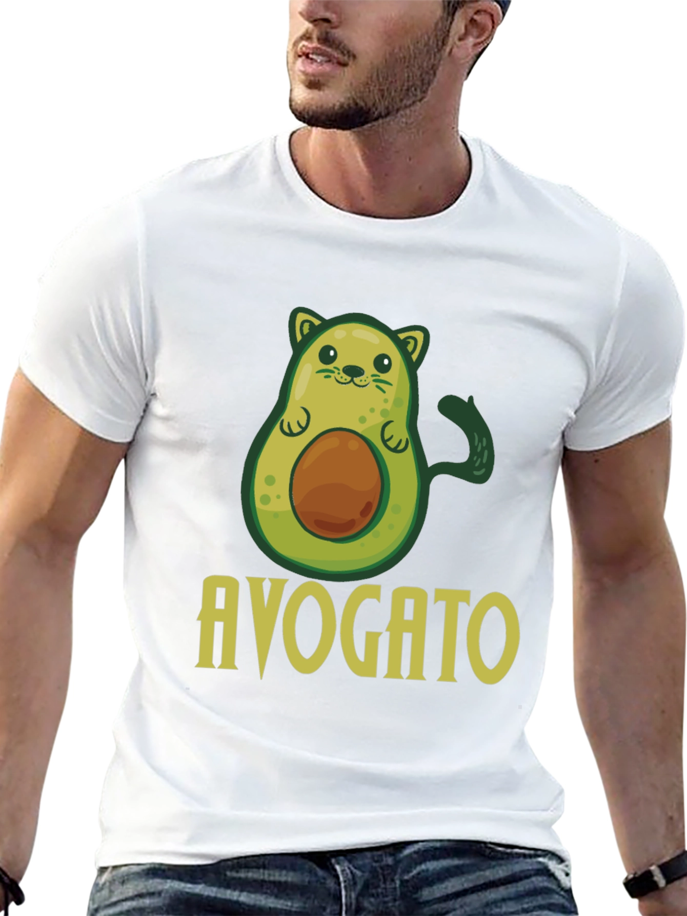 Black Avogato T-Shirt - Avocado Cat Pun Graphic Tee view 13
