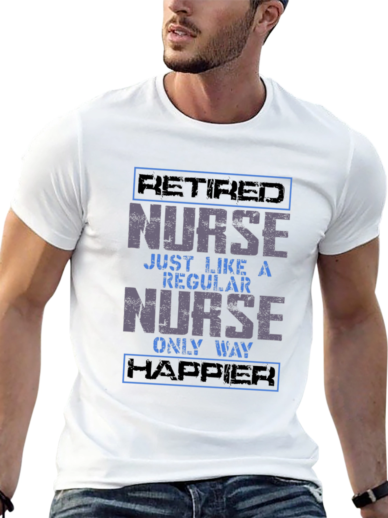 Black Retired Nurse T-Shirt - Happier Than Ever! view 13