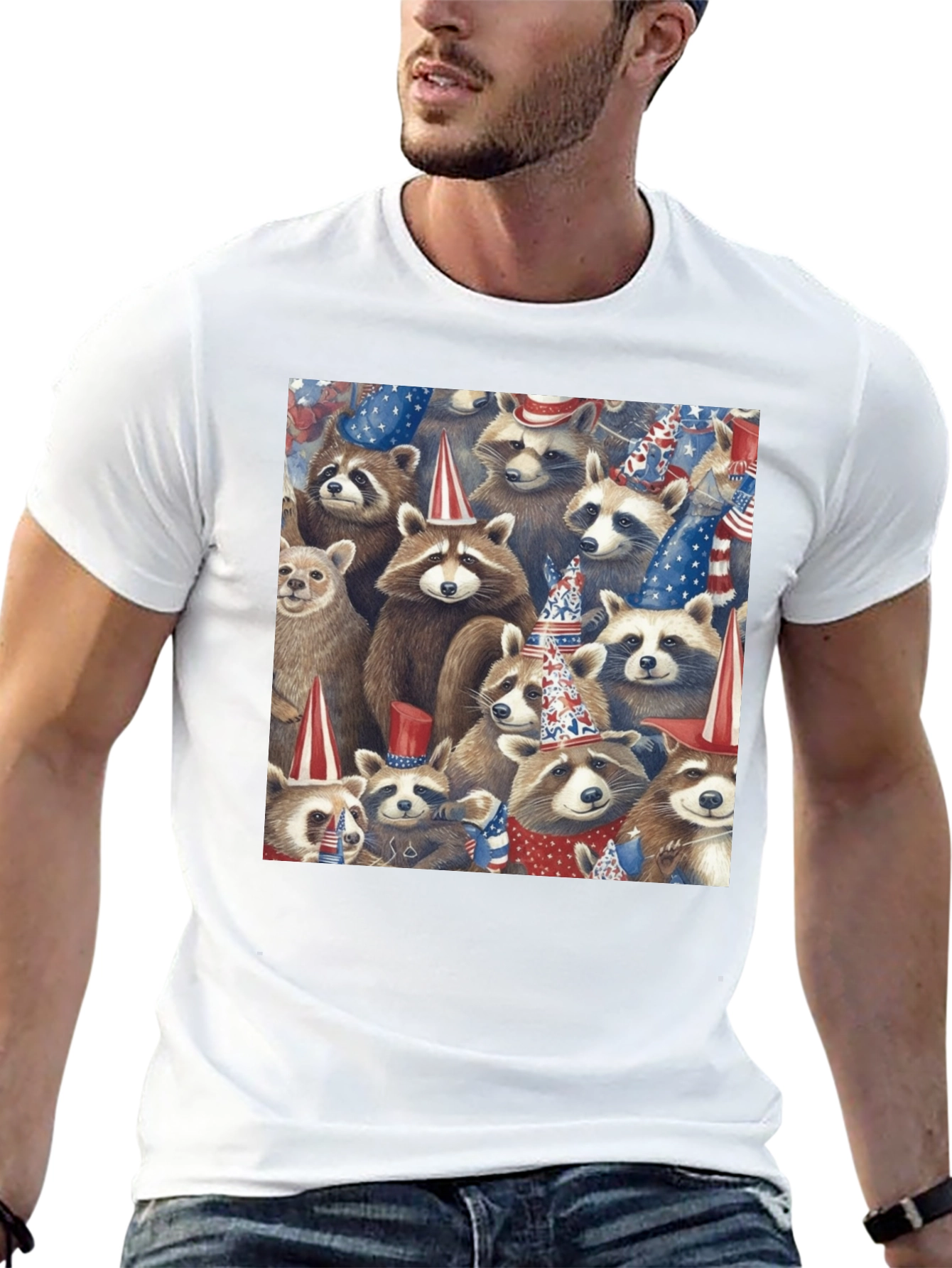 Black Patriotic Raccoon T-Shirt view 13