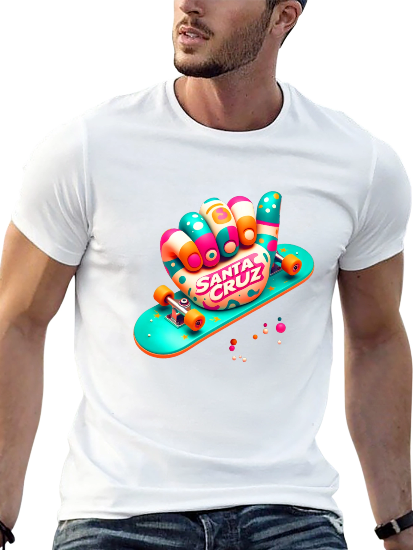 Black Santa Cruz Skateboard Hand Black T-Shirt view 13