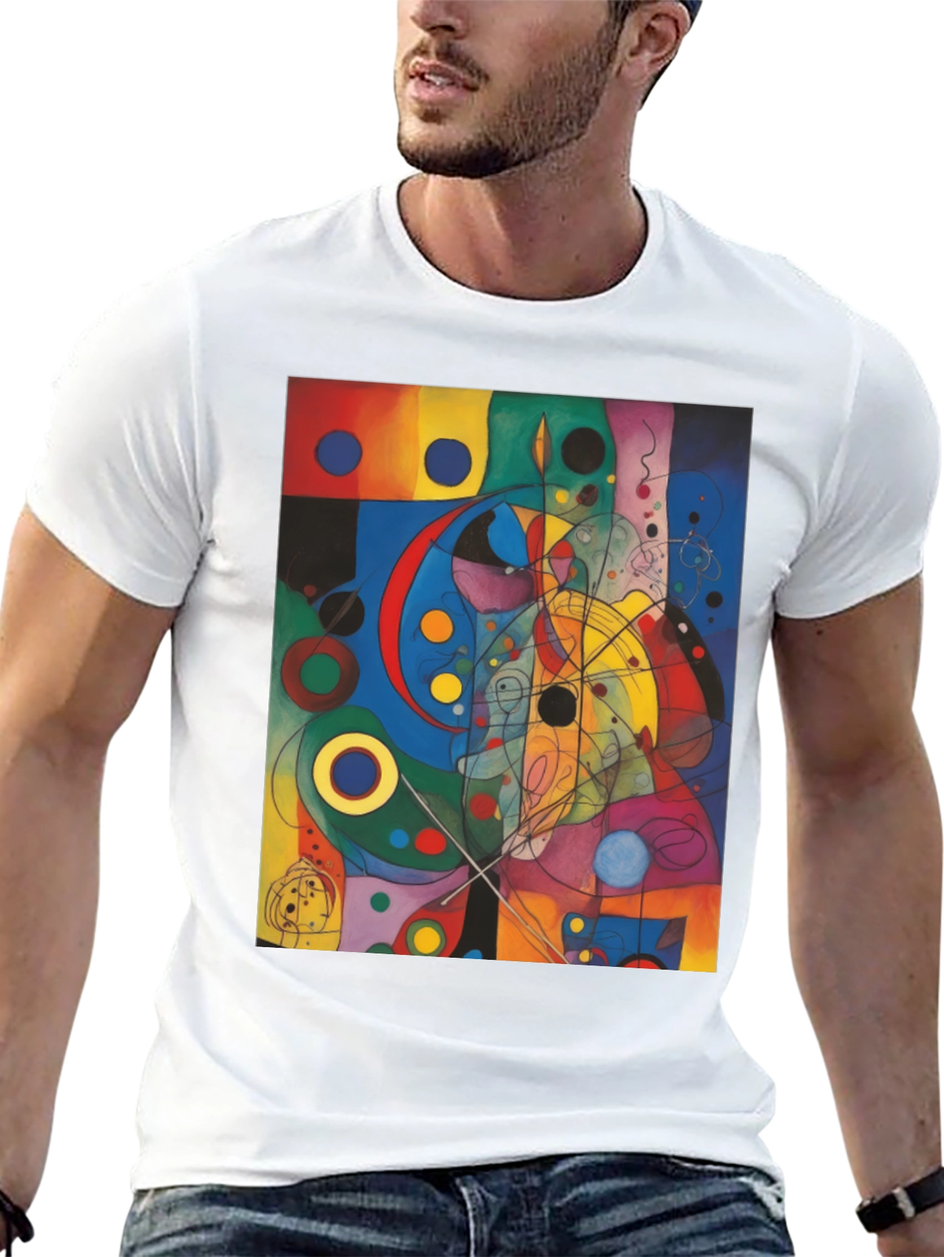 Black Abstract Art Graphic Print Black T-Shirt view 13