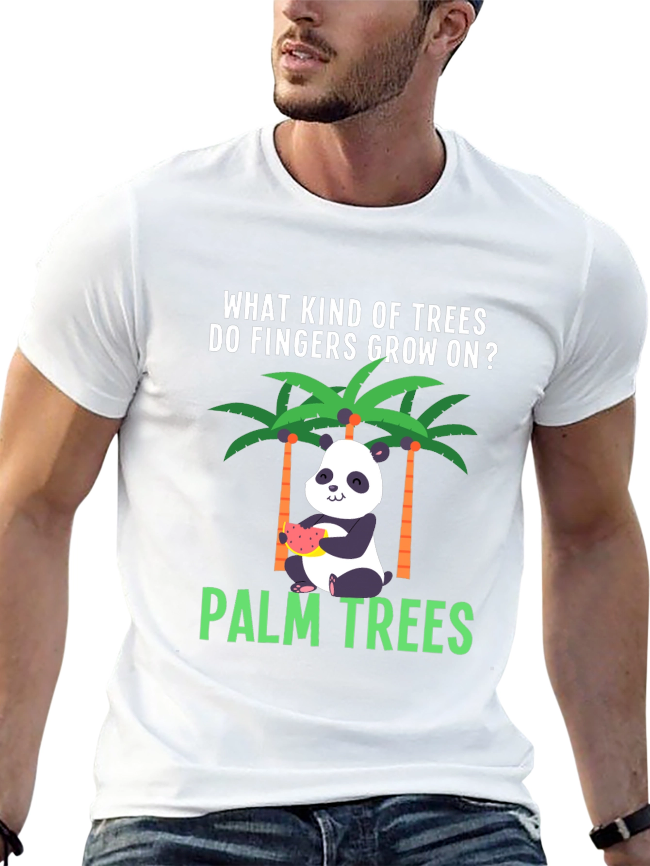 Black Funny Panda Palm Trees T-Shirt view 13