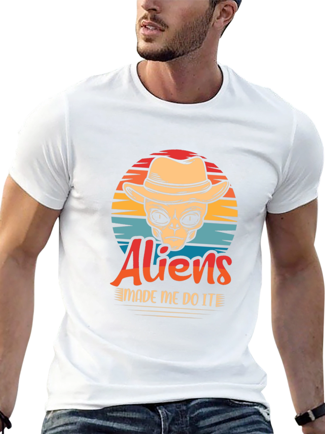 Black Aliens Made Me Do It T-Shirt - Funny Graphic Tee view 13
