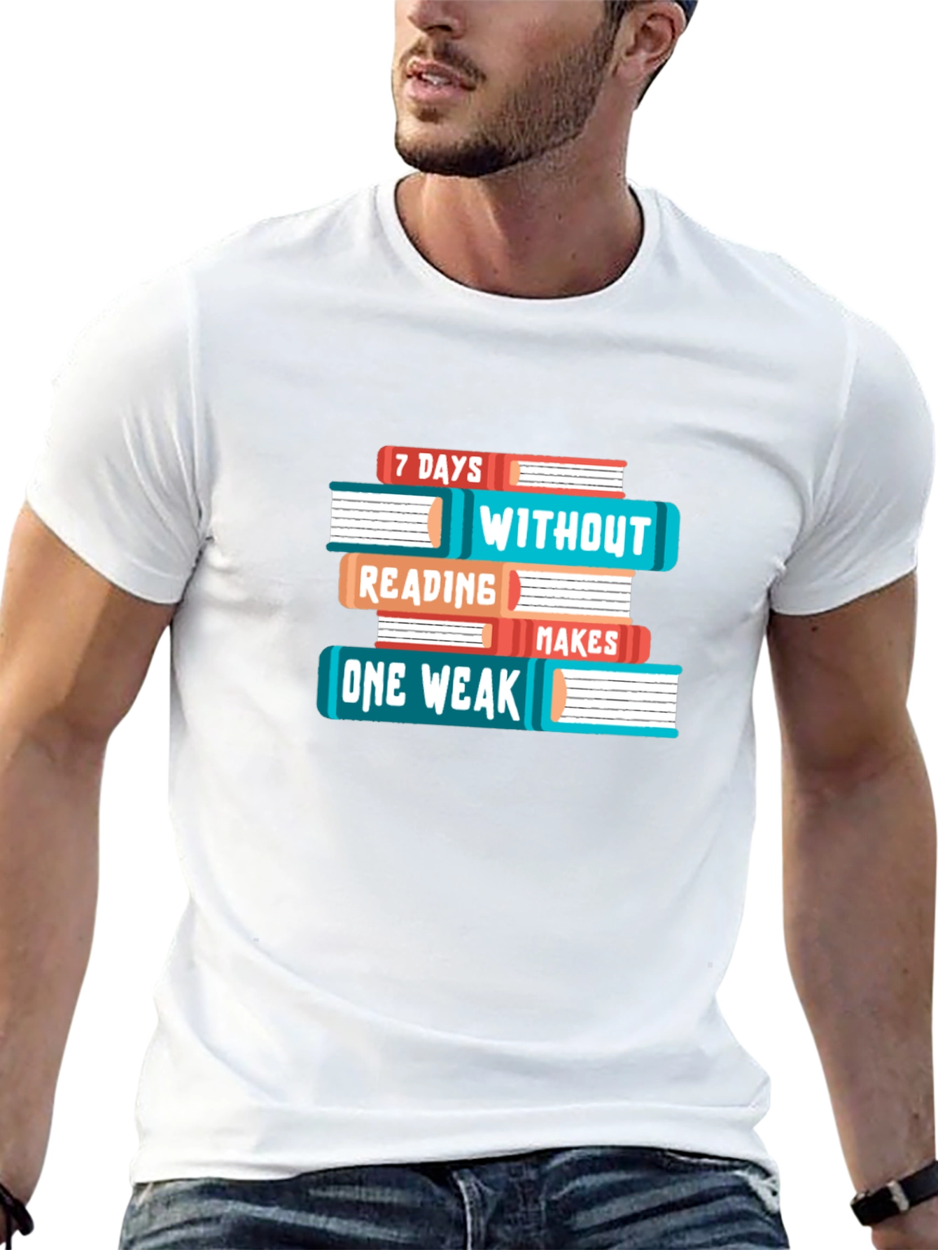 Black Book Lover T-Shirt - 7 Days Without Reading Makes One Weak Funny Tee view 13