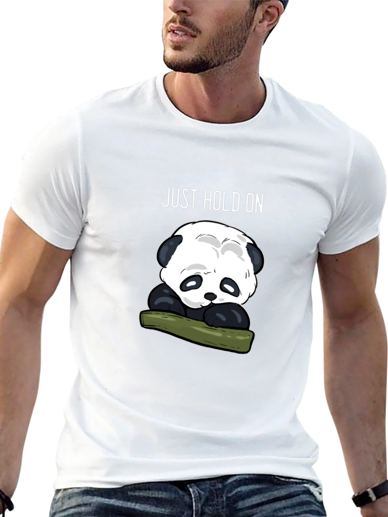 Black Just Hold On Panda Graphic Tee - Black view 13