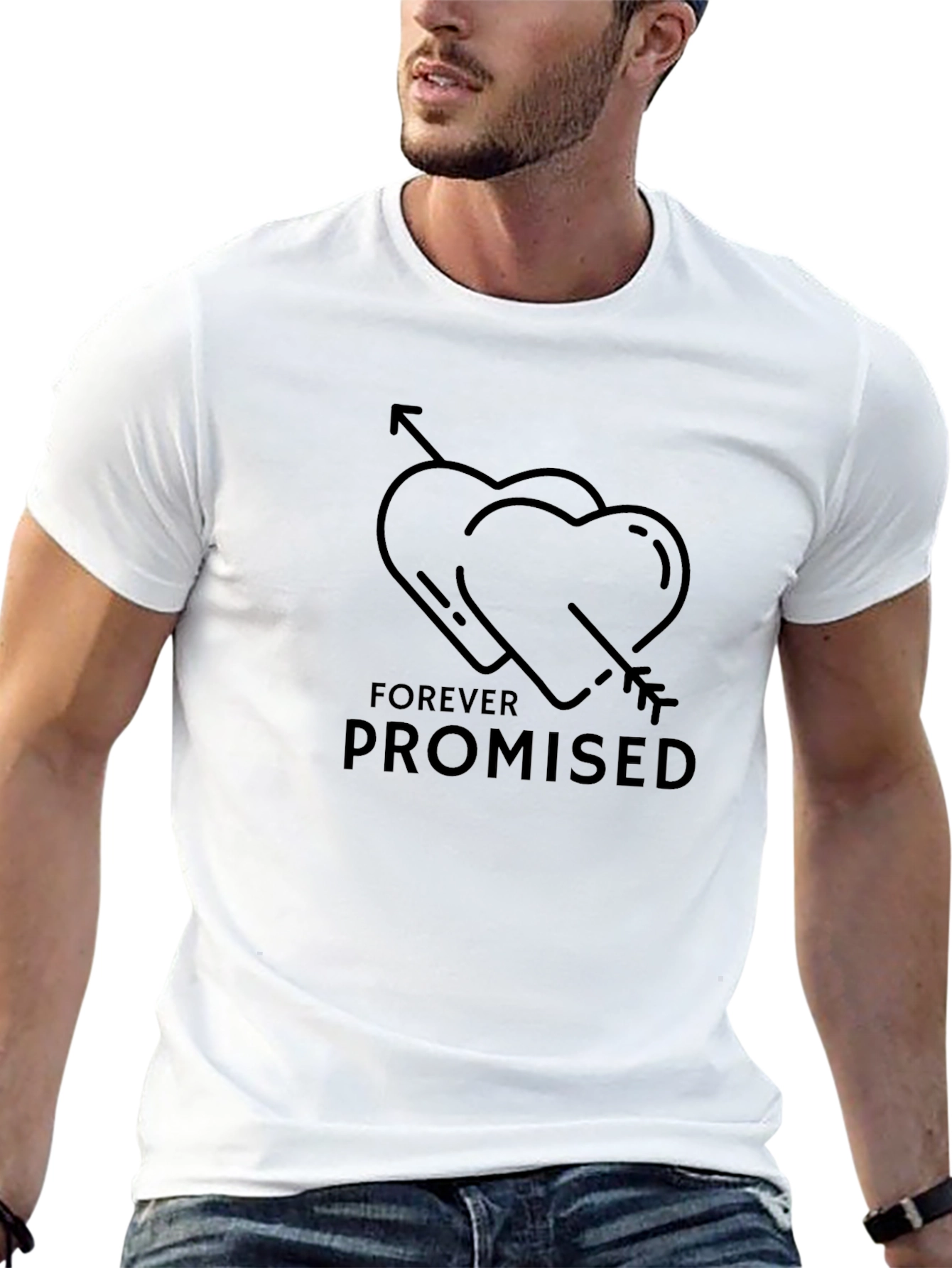 Black Forever Promised Graphic Tee - Heart Arrow Design view 13