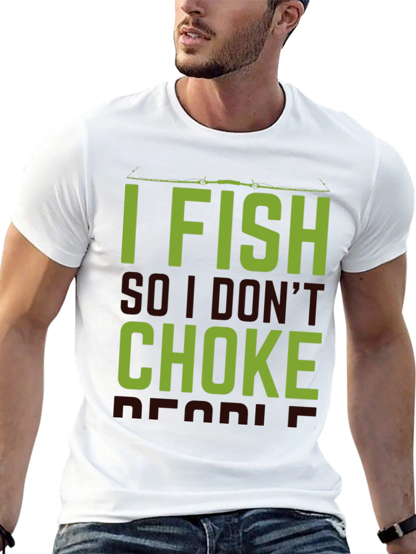 Black I Fish So I Don't Choke People Black T-Shirt view 13