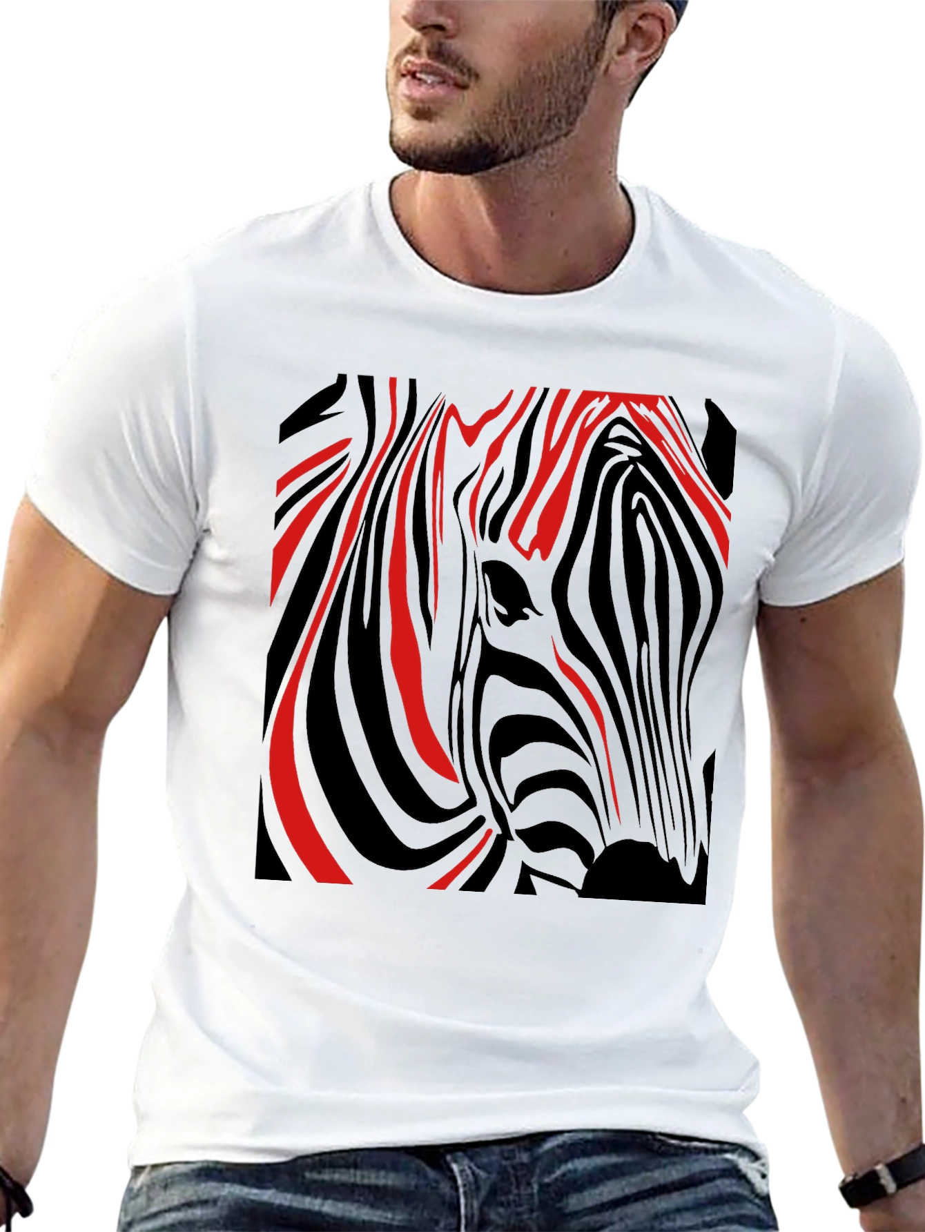 Black Zebra Stripe Graphic Tee - Modern Style view 13