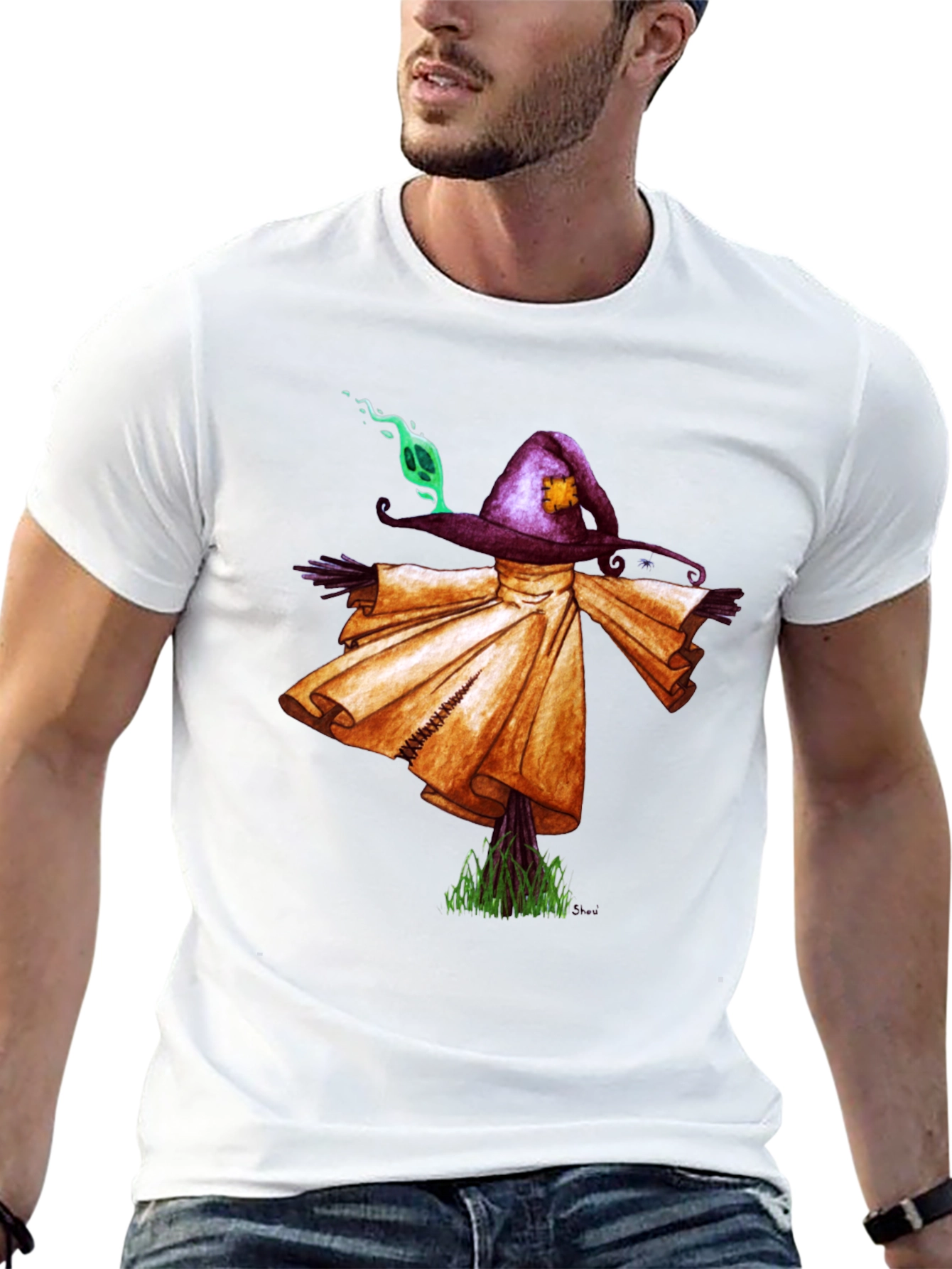 Black Scarecrow Graphic Tee - Spooky Season Style view 13