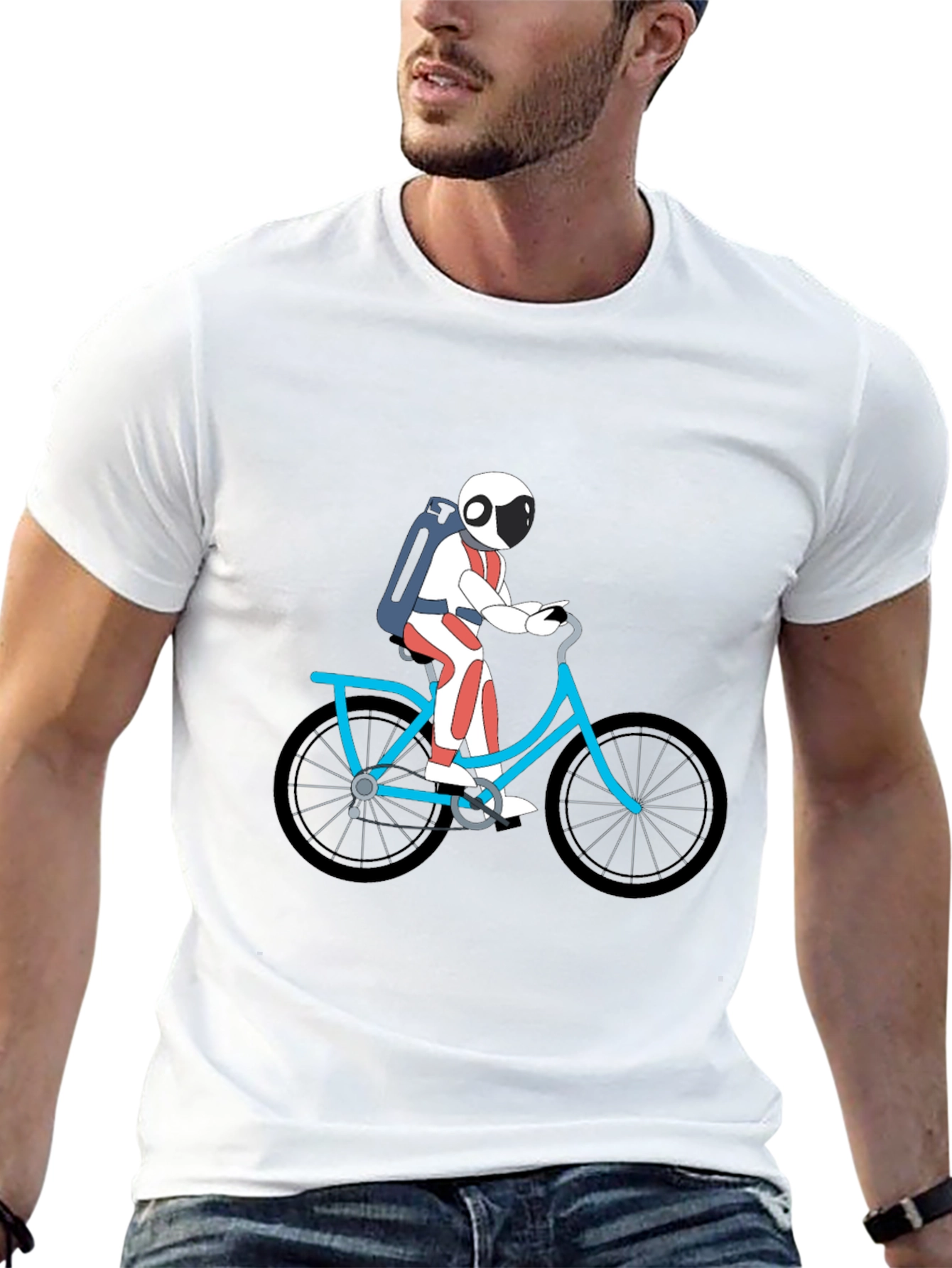 Black Astronaut on Bike Graphic Tee - Black view 13