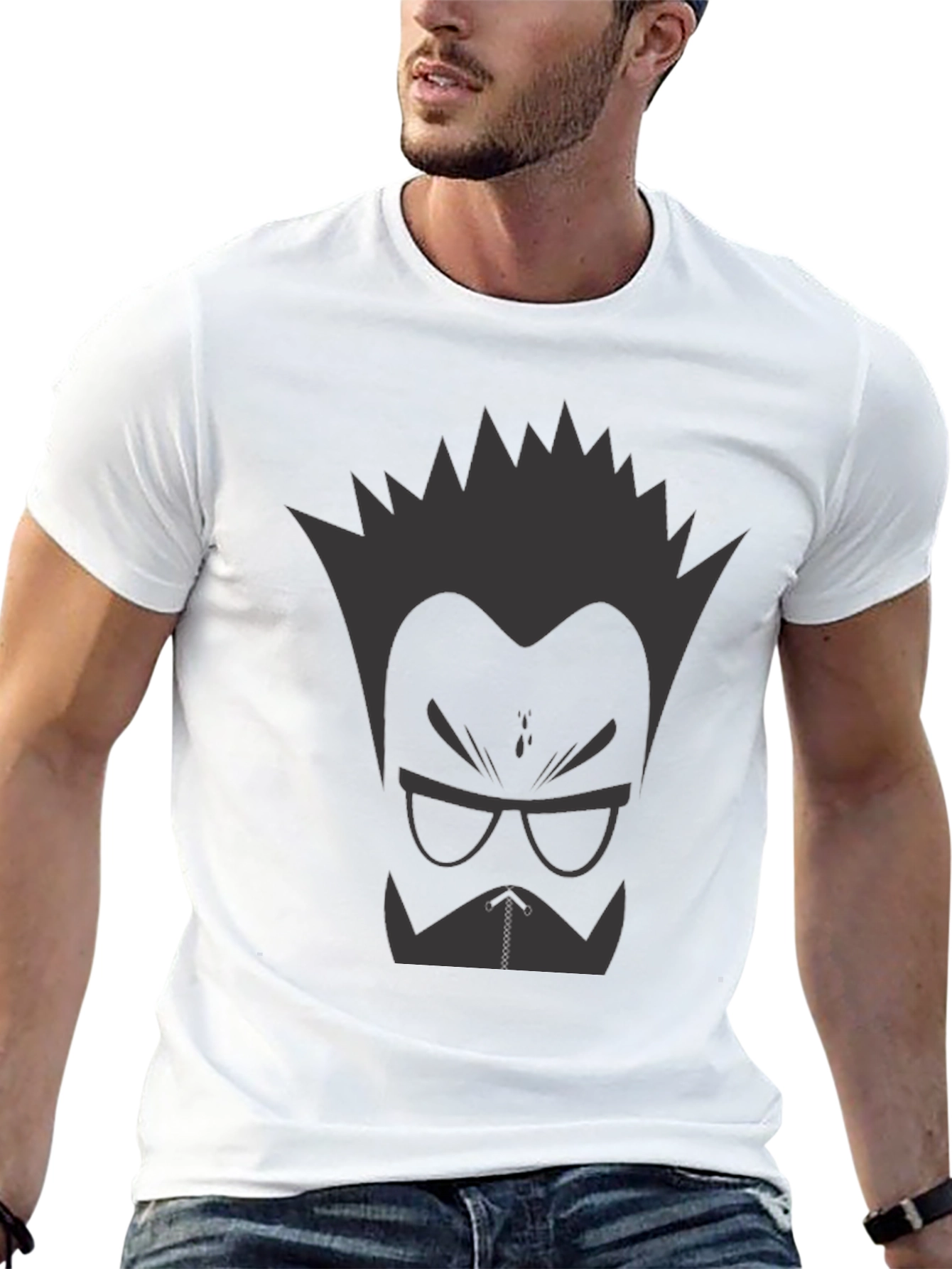 Black Cool Graphic T-Shirt - Cartoon Style view 13