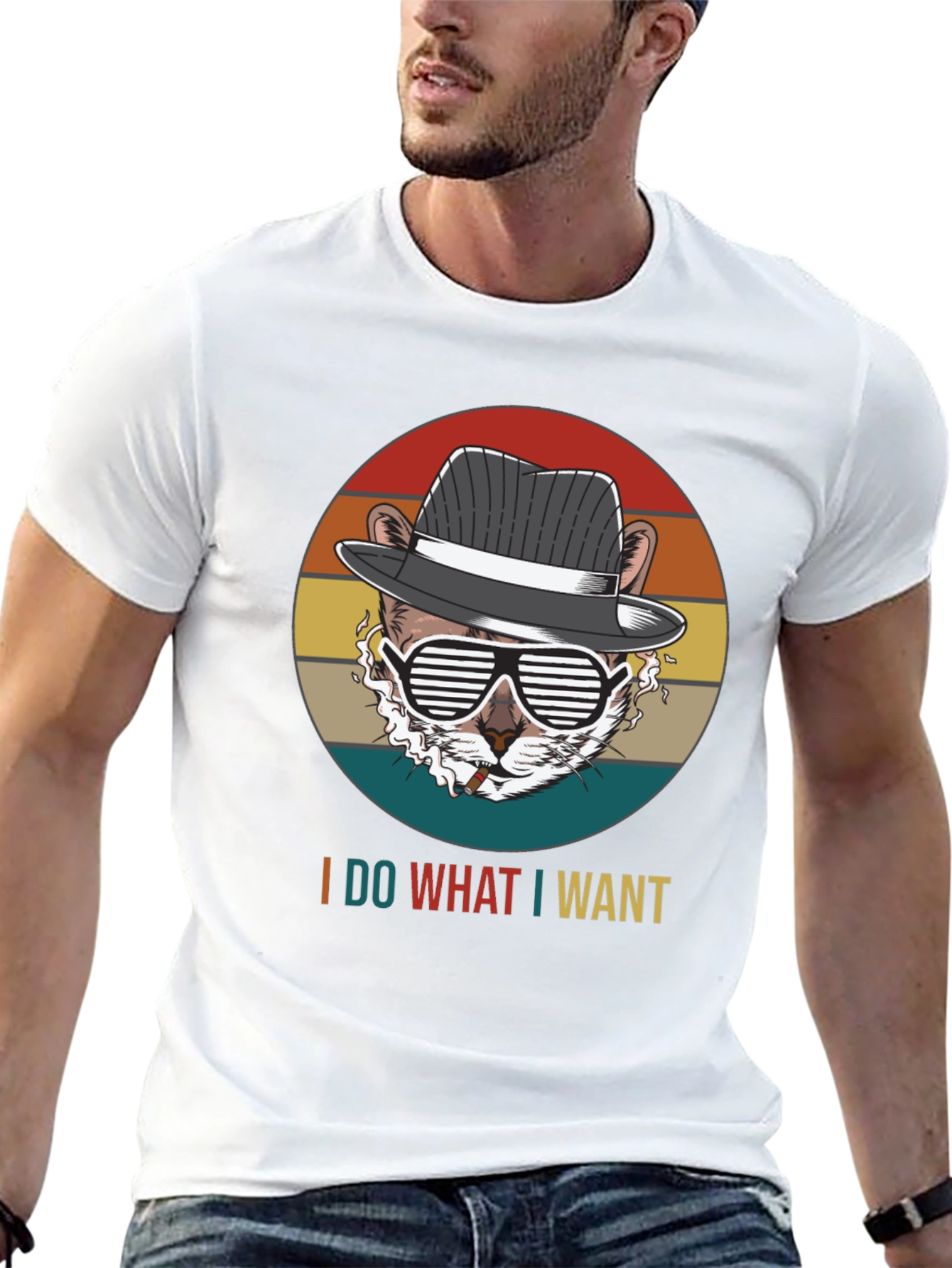 Black I Do What I Want T-Shirt: Cool Cat Design view 13