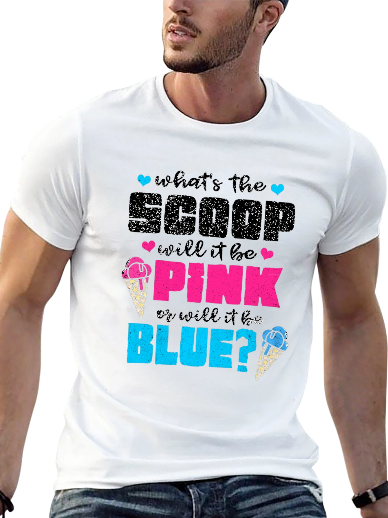 Gender Reveal T-Shirt: Pink or Blue Ice Cream Scoop - 13