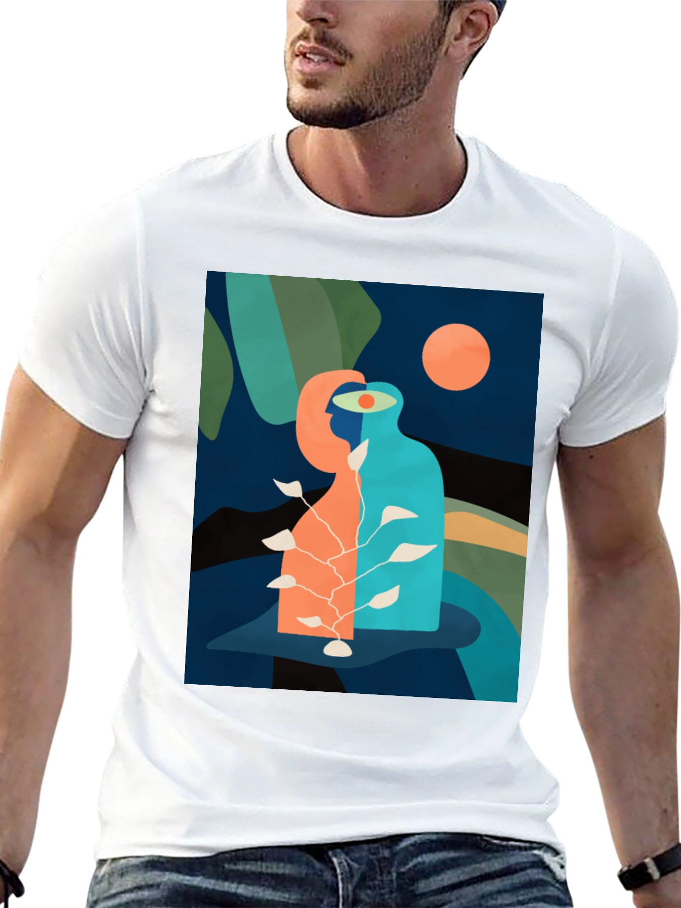 Black Abstract Art Graphic Tee - Modern Design, Unisex Fit view 13