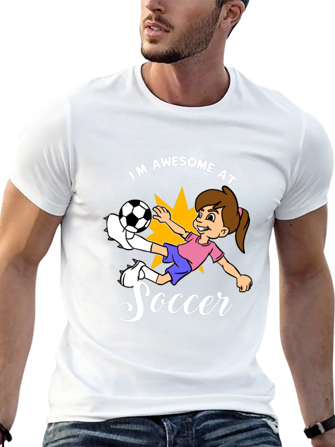 Black Awesome Soccer Girl Black T-Shirt view 13