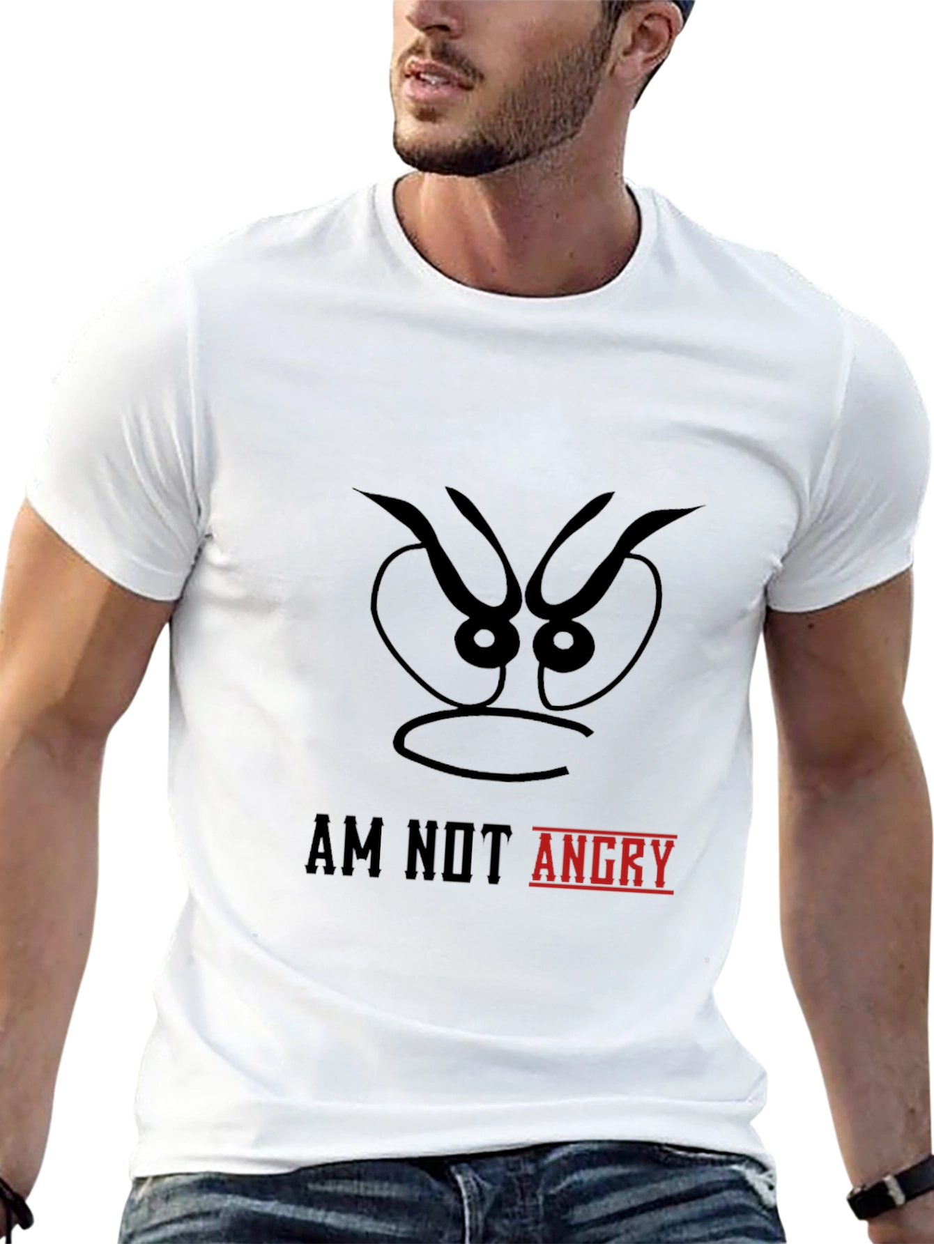 Black Am Not Angry Graphic Tee - Mens Black Cotton T-Shirt view 13