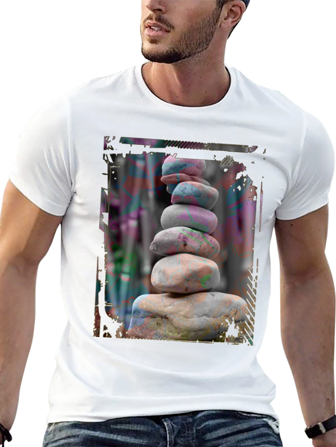 Black Zen Stone Stack Graphic Tee view 13