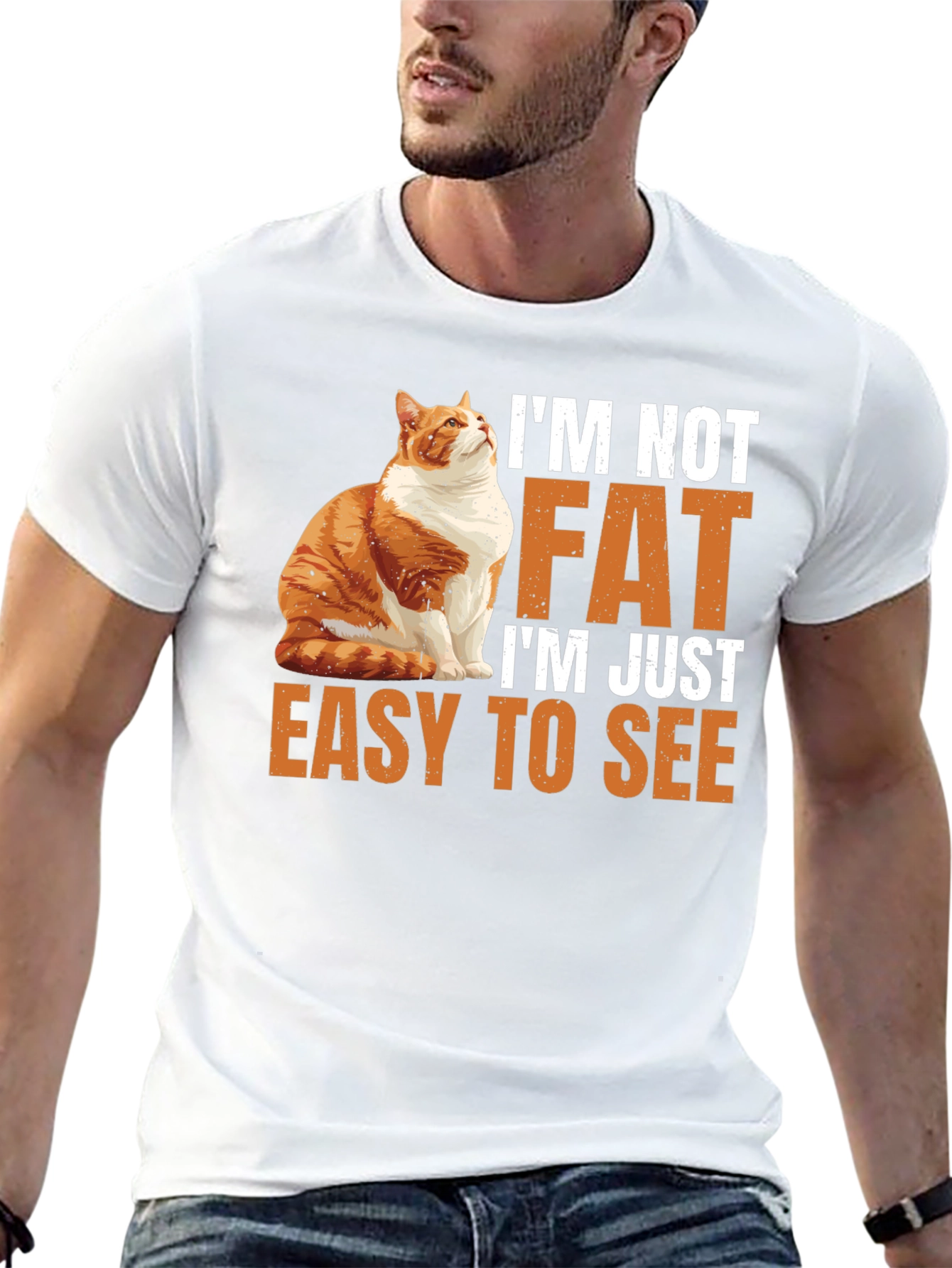 Black I'm Not Fat T-Shirt - Easy to See Funny Cat Tee view 13
