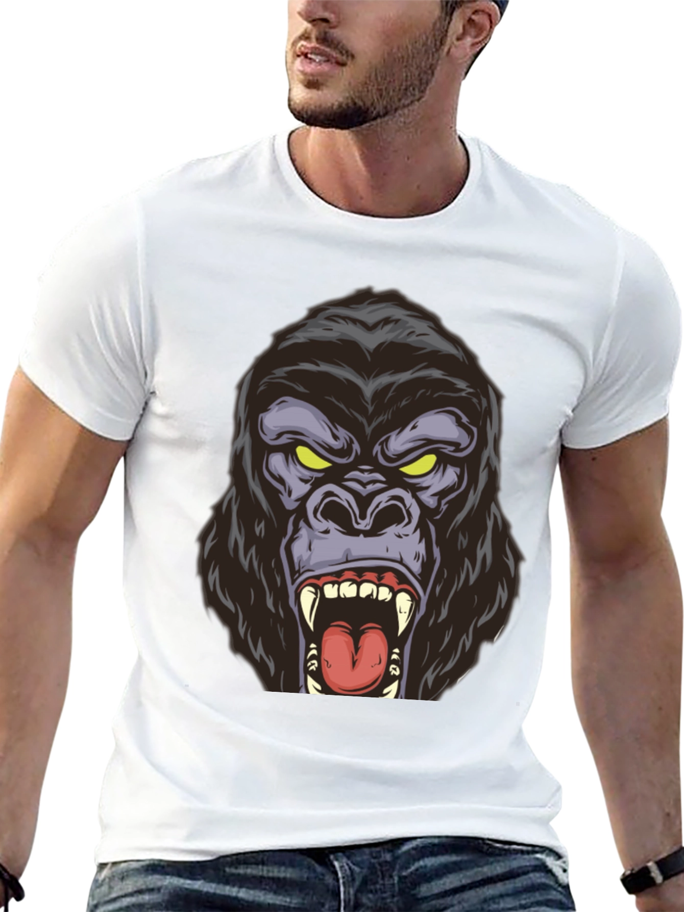 Black Roaring Gorilla Graphic Tee - Bold Black Shirt view 13