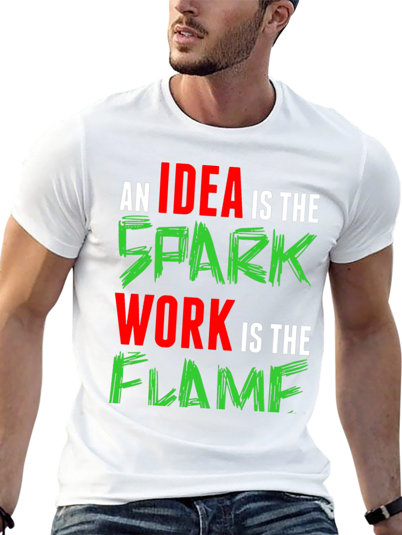 Black Idea Spark Flame Graphic Tee - Black Cotton T-Shirt view 13