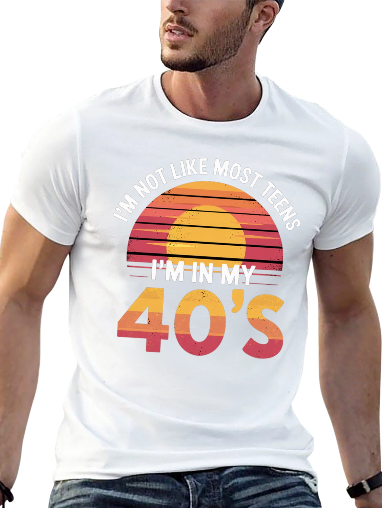 Black Funny 40's Retro Sunset T-Shirt view 13
