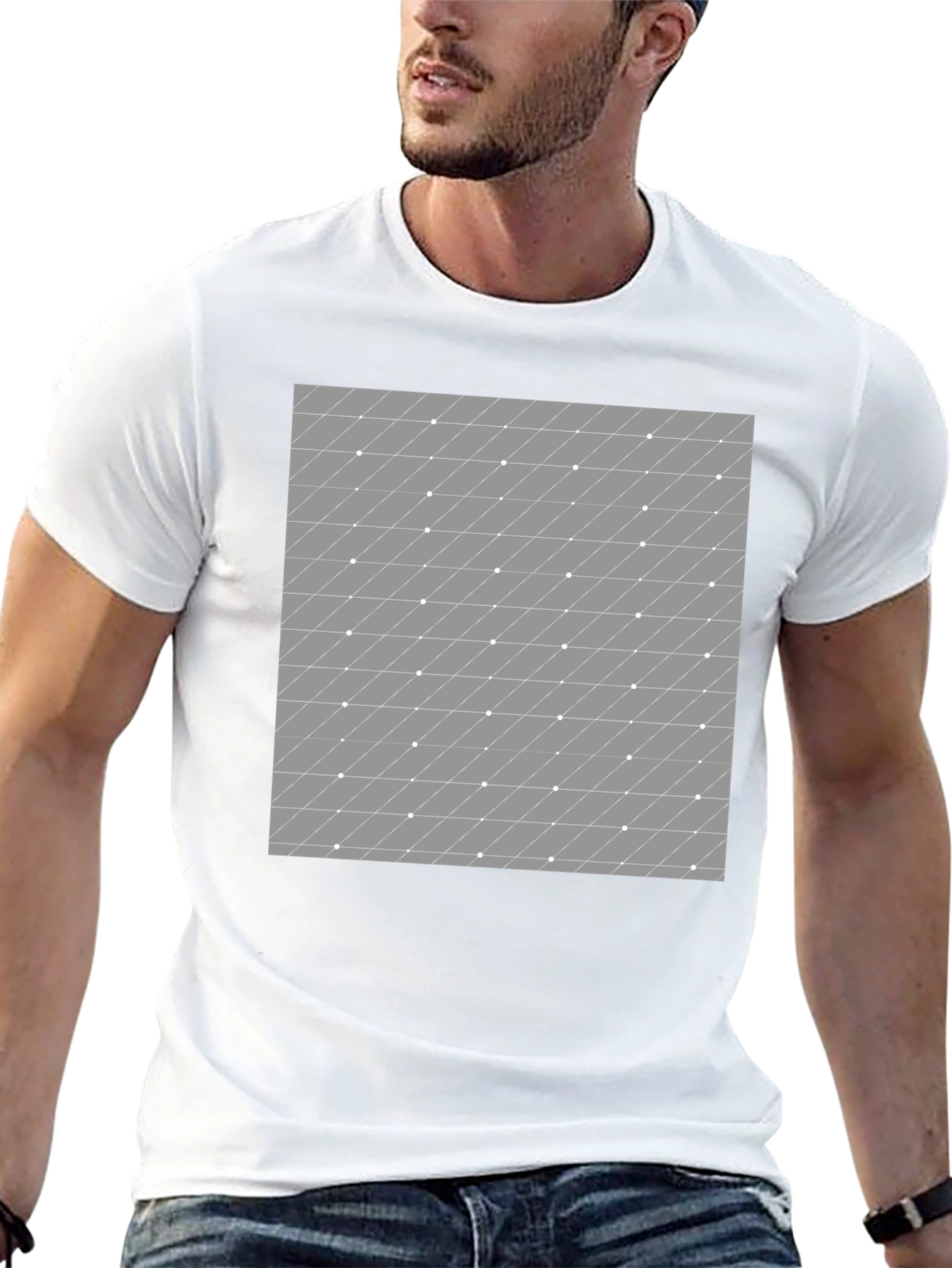 Black Modern Geometric Pattern Black T-Shirt view 13