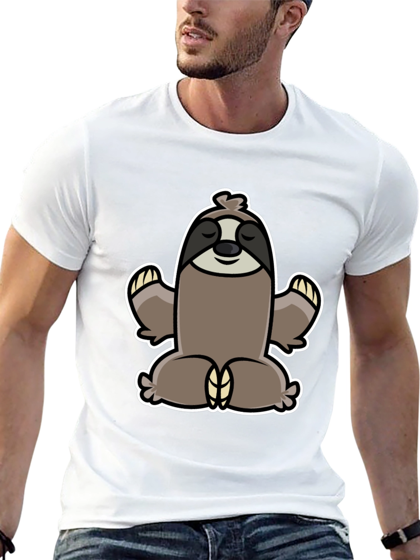 Black Meditating Sloth Graphic Tee - Relaxed Fit view 13