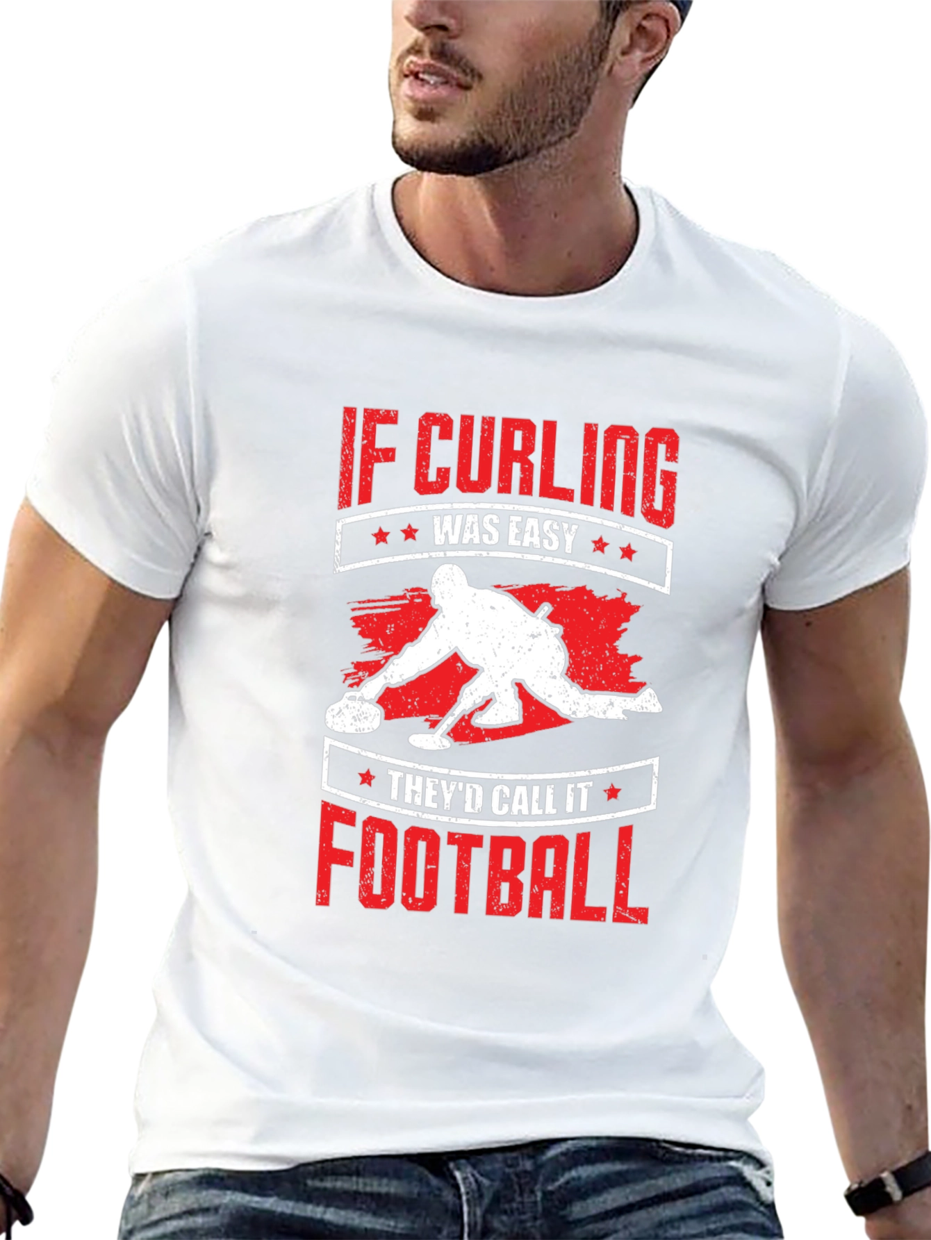 Black Curling T-Shirt - If Curling Was Easy Football view 13