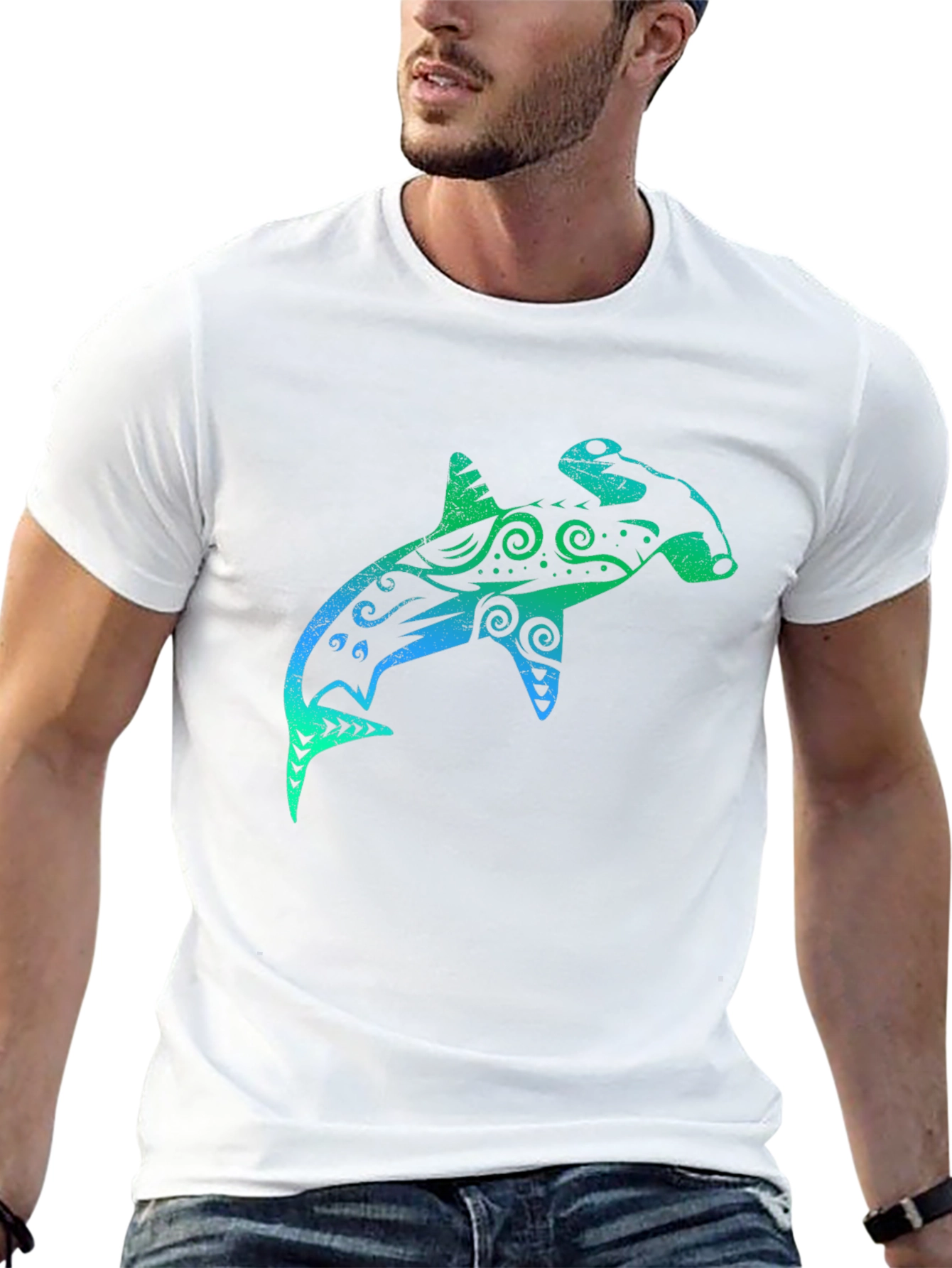 Black Hammerhead Shark Graphic T-Shirt - Black view 13