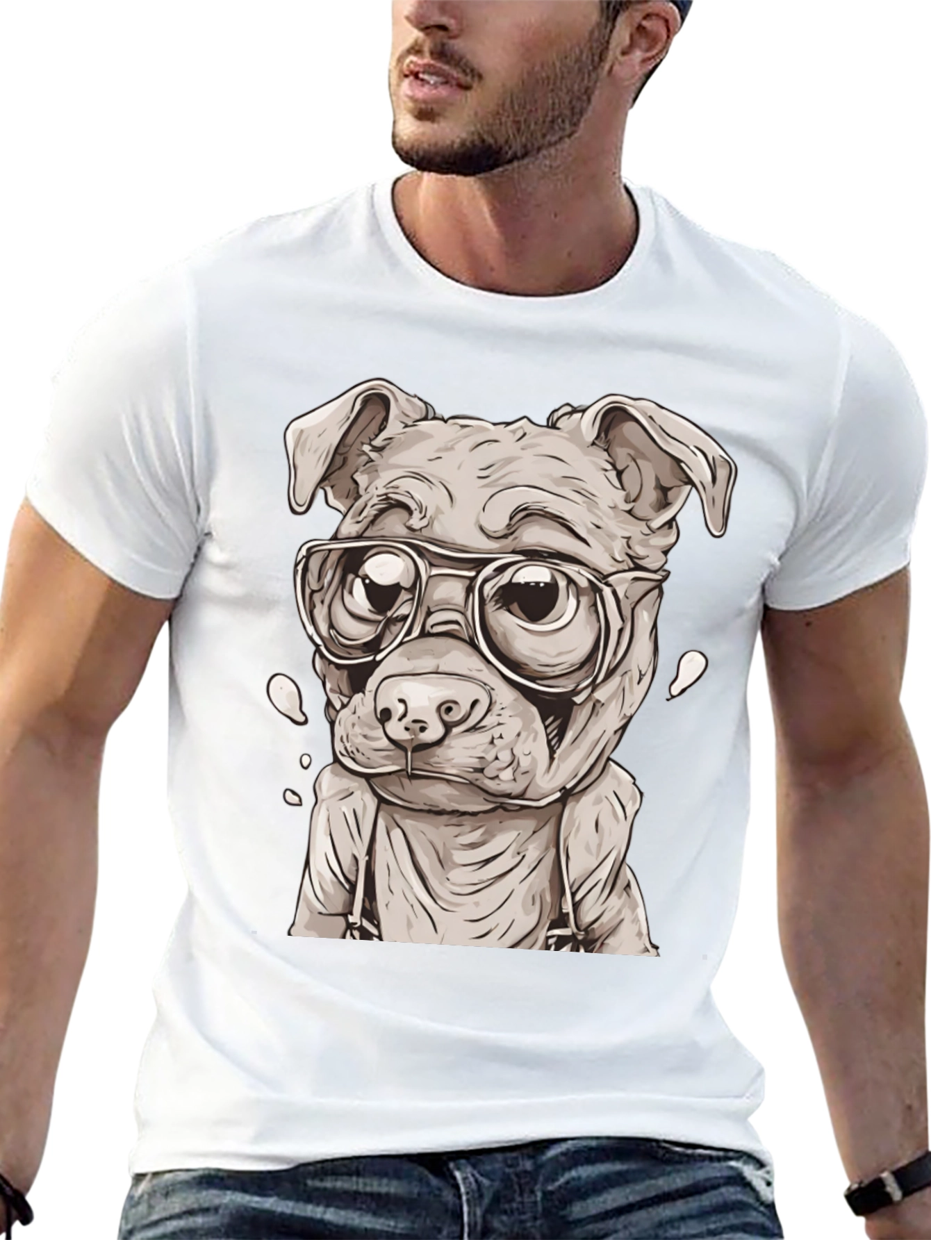 Black Hipster Dog T-Shirt - Cute Animal Graphic Tee view 13
