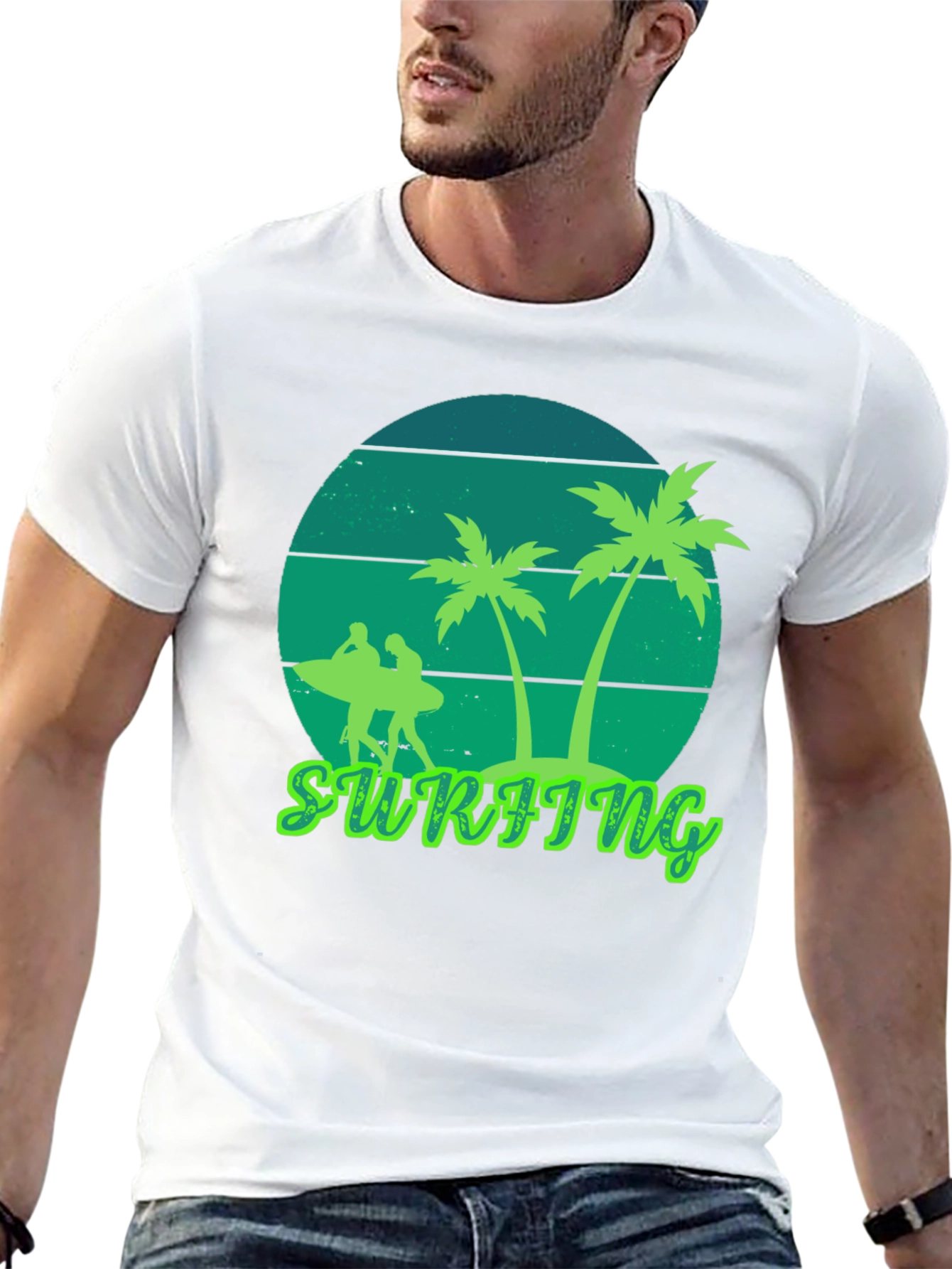 Black Surfing Vibes T-Shirt - Palm Tree Graphic Tee view 13