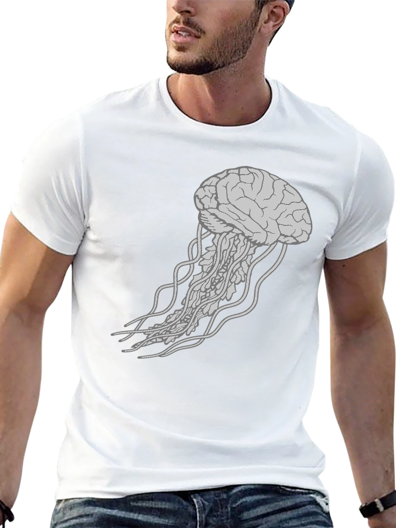 Black Brain Jellyfish Graphic T-Shirt view 13