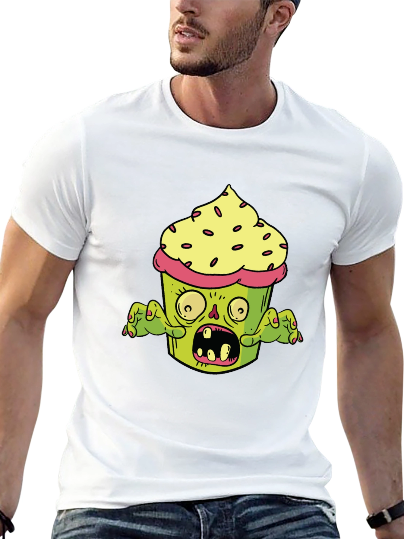 Black Zombie Cupcake T-Shirt - Graphic Novelty Tee view 13