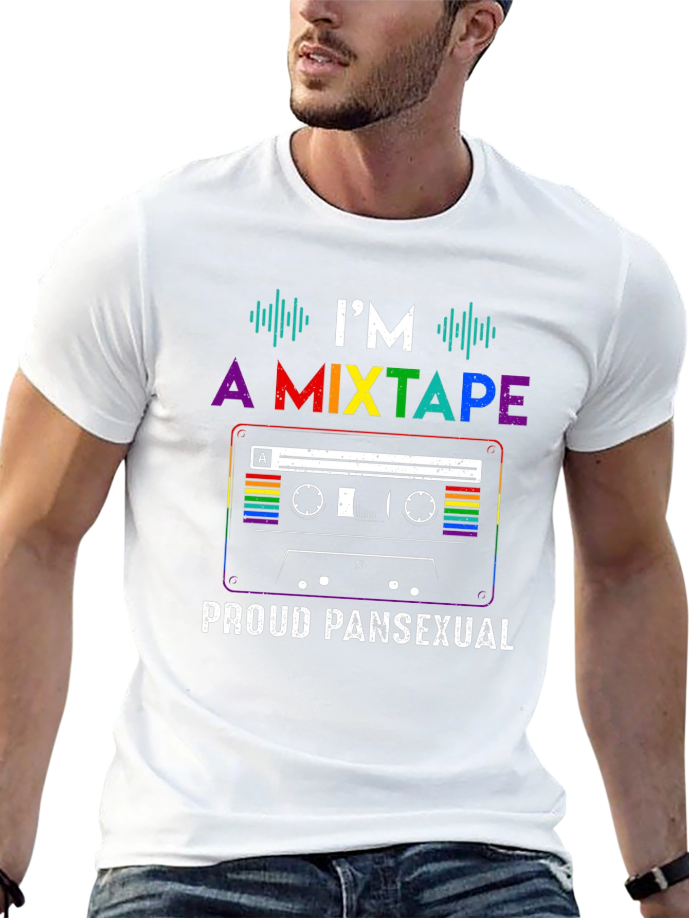Black I'm a Mixtape Proud Pansexual T-Shirt view 13