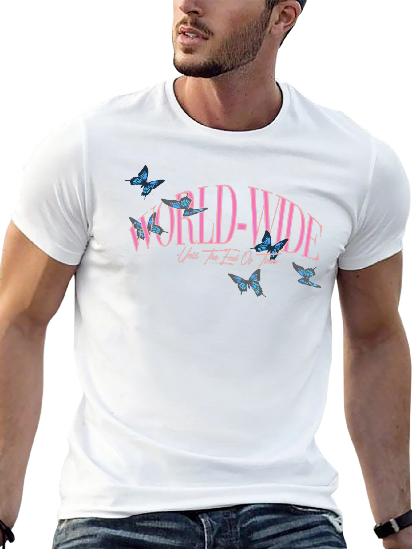 Black Worldwide Butterfly Graphic Black T-Shirt view 13