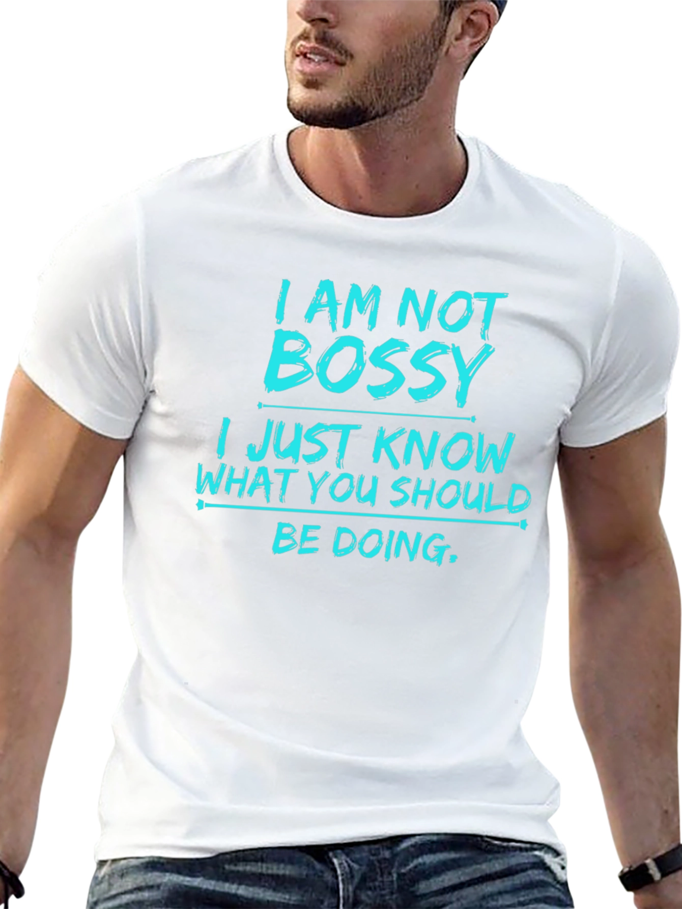 Black I Am Not Bossy Men's Graphic T-Shirt view 13