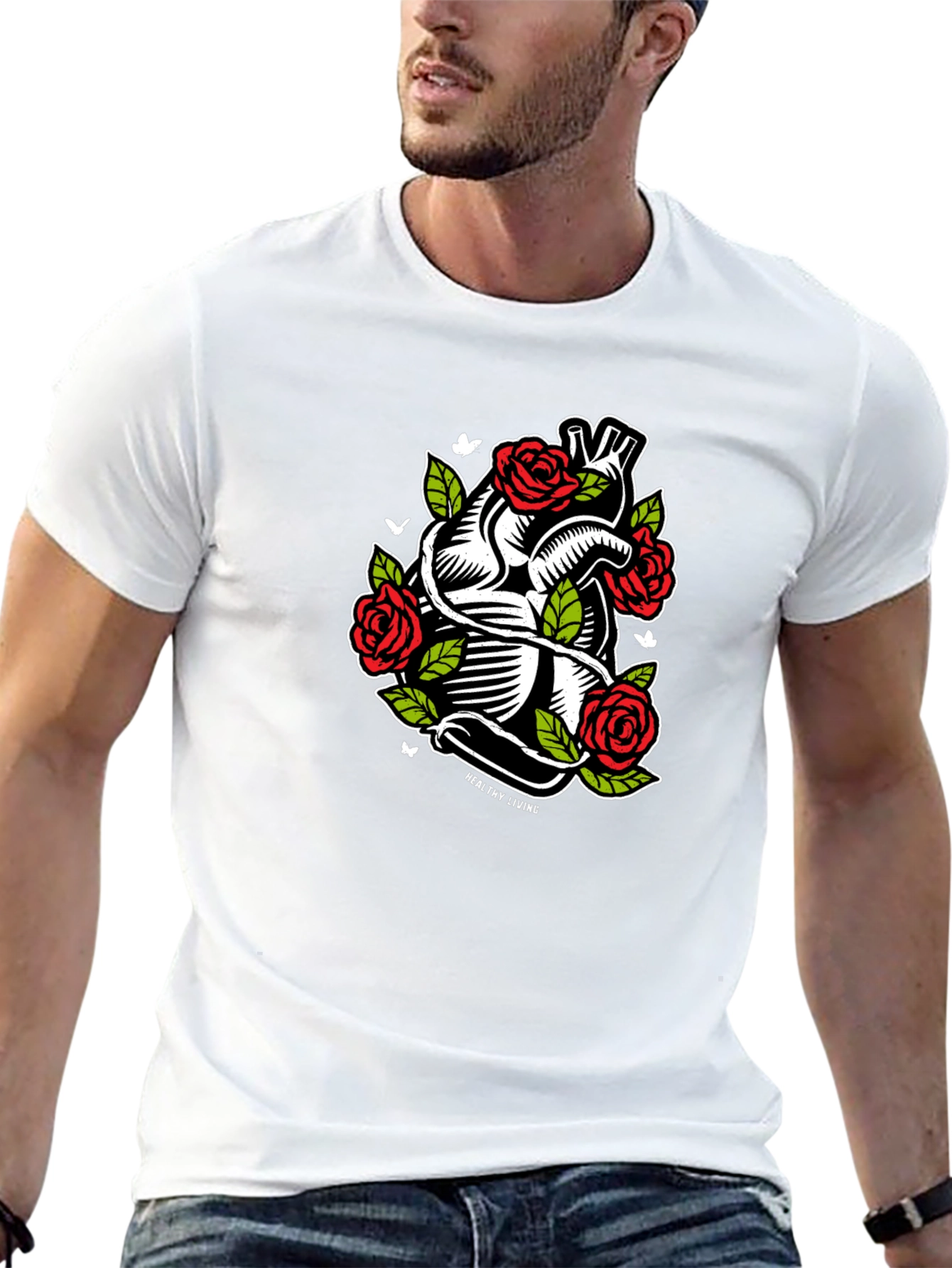 Black Heart & Roses Graphic T-Shirt - Black view 13