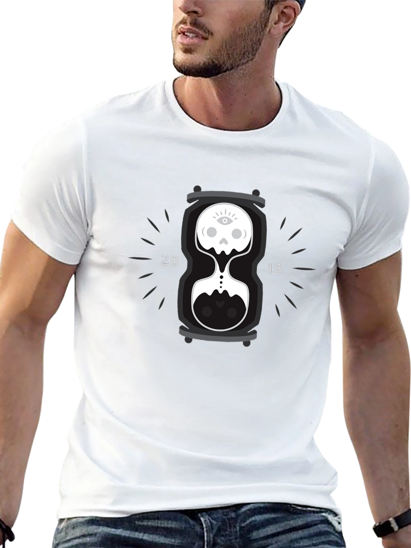 Black Skull Hourglass Graphic Tee - Time Flies! view 13