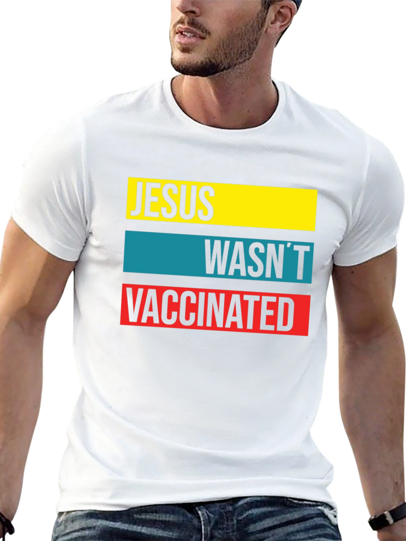 Black Jesus Wasn't Vaccinated Graphic T-Shirt view 13