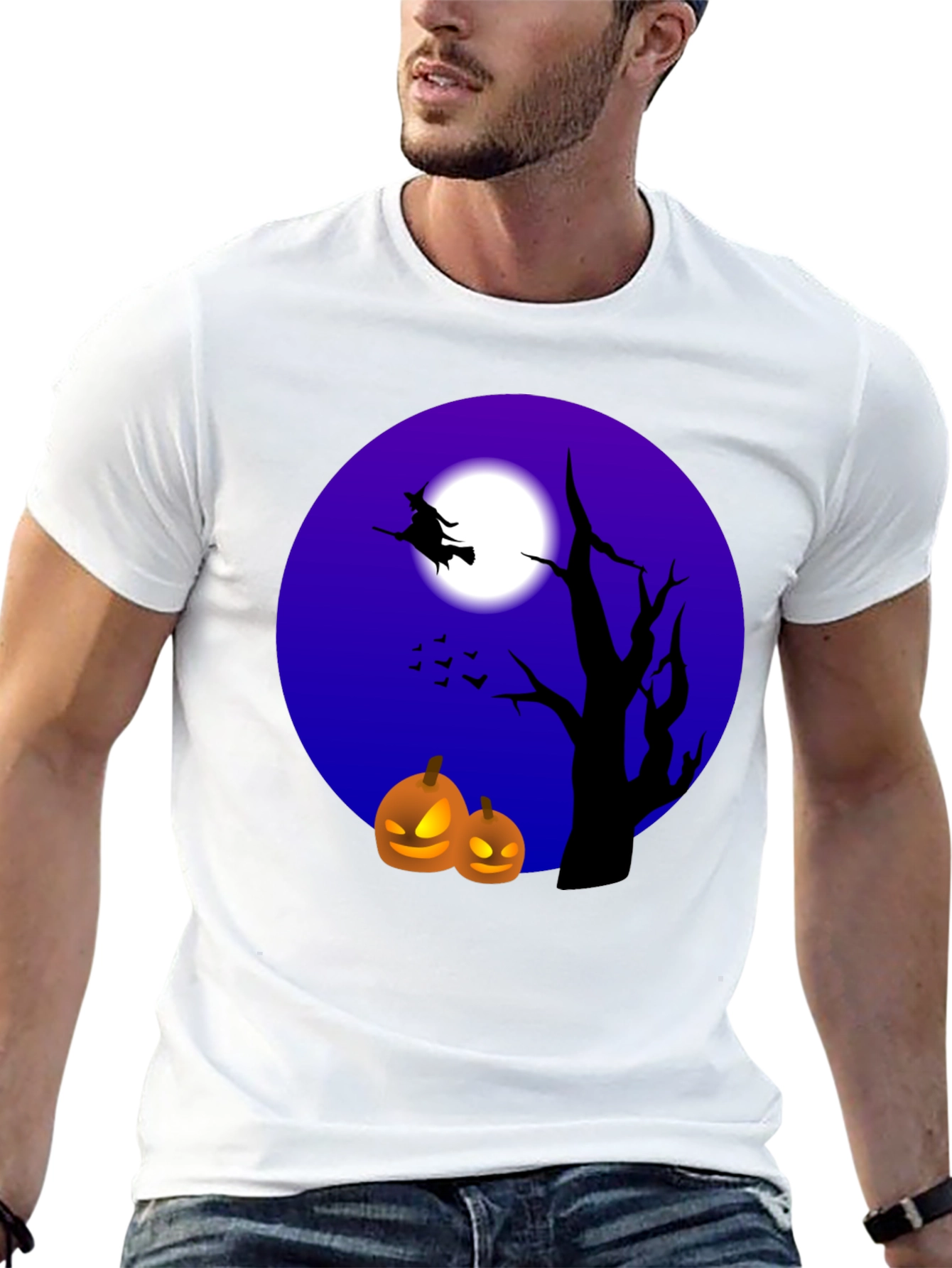 Black Halloween Witch and Pumpkin T-Shirt view 13