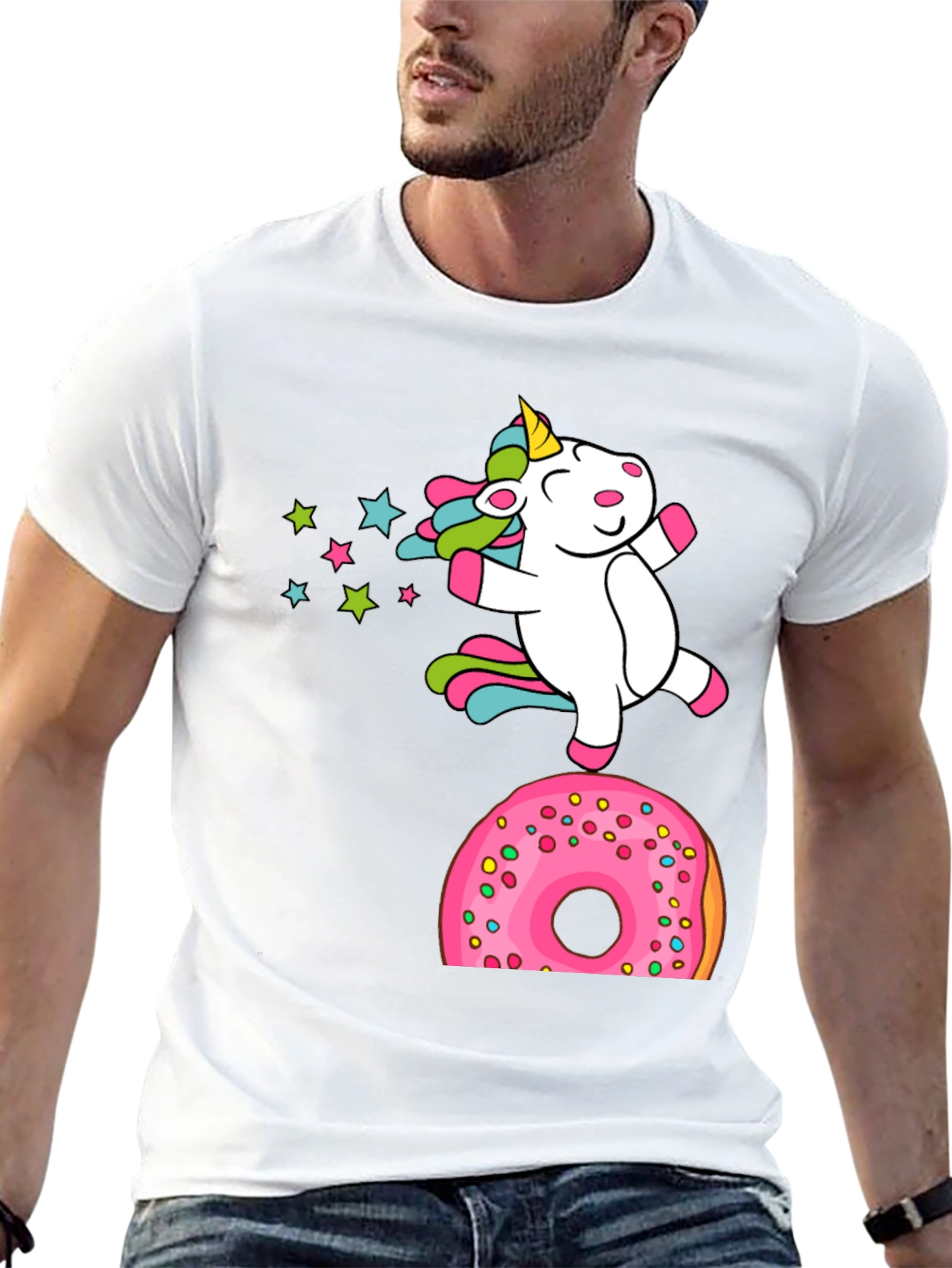 Black Unicorn Donut T-Shirt - Whimsical Graphic Tee view 13