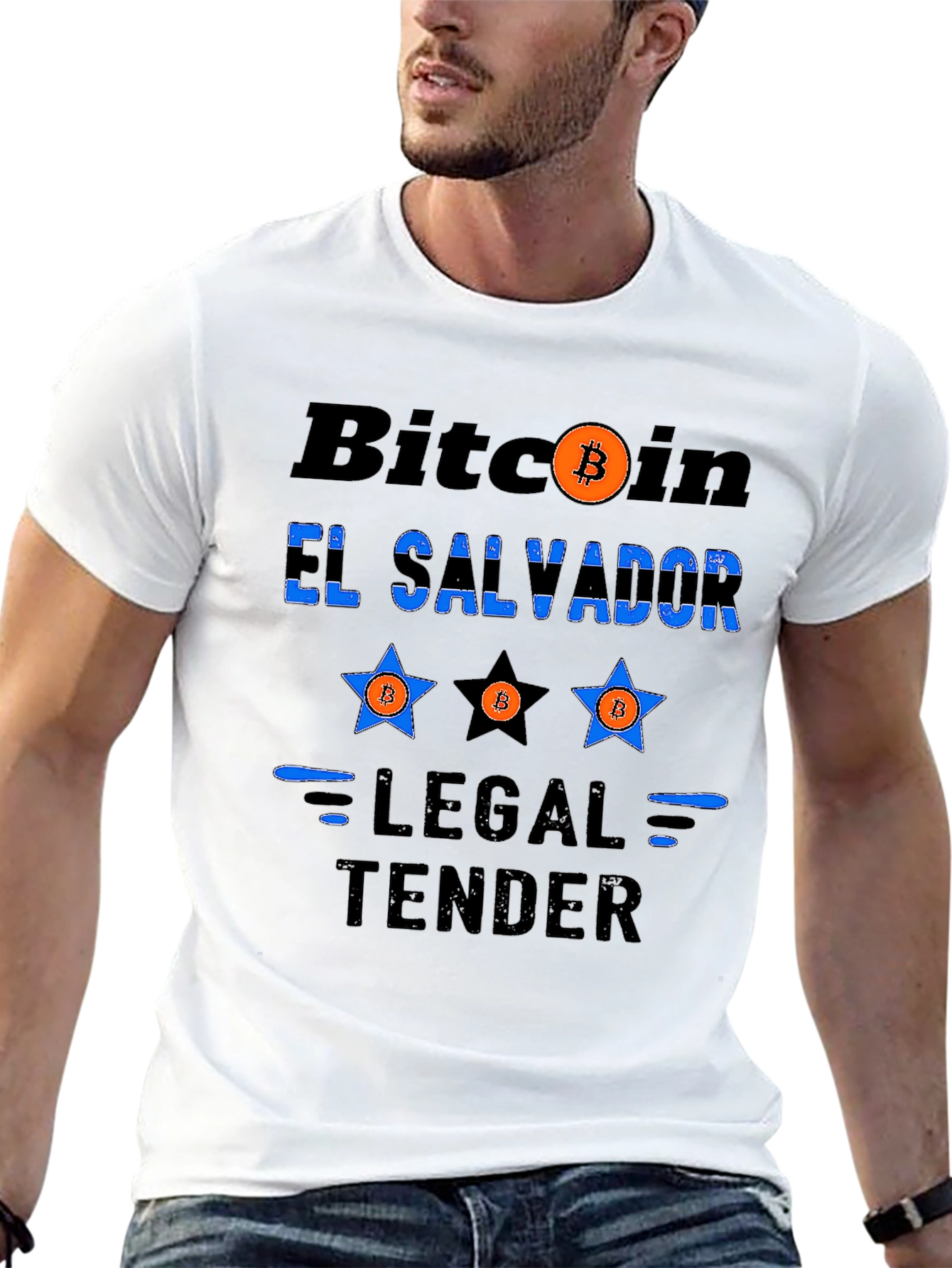 Black Bitcoin El Salvador Legal Tender Graphic T-Shirt view 13