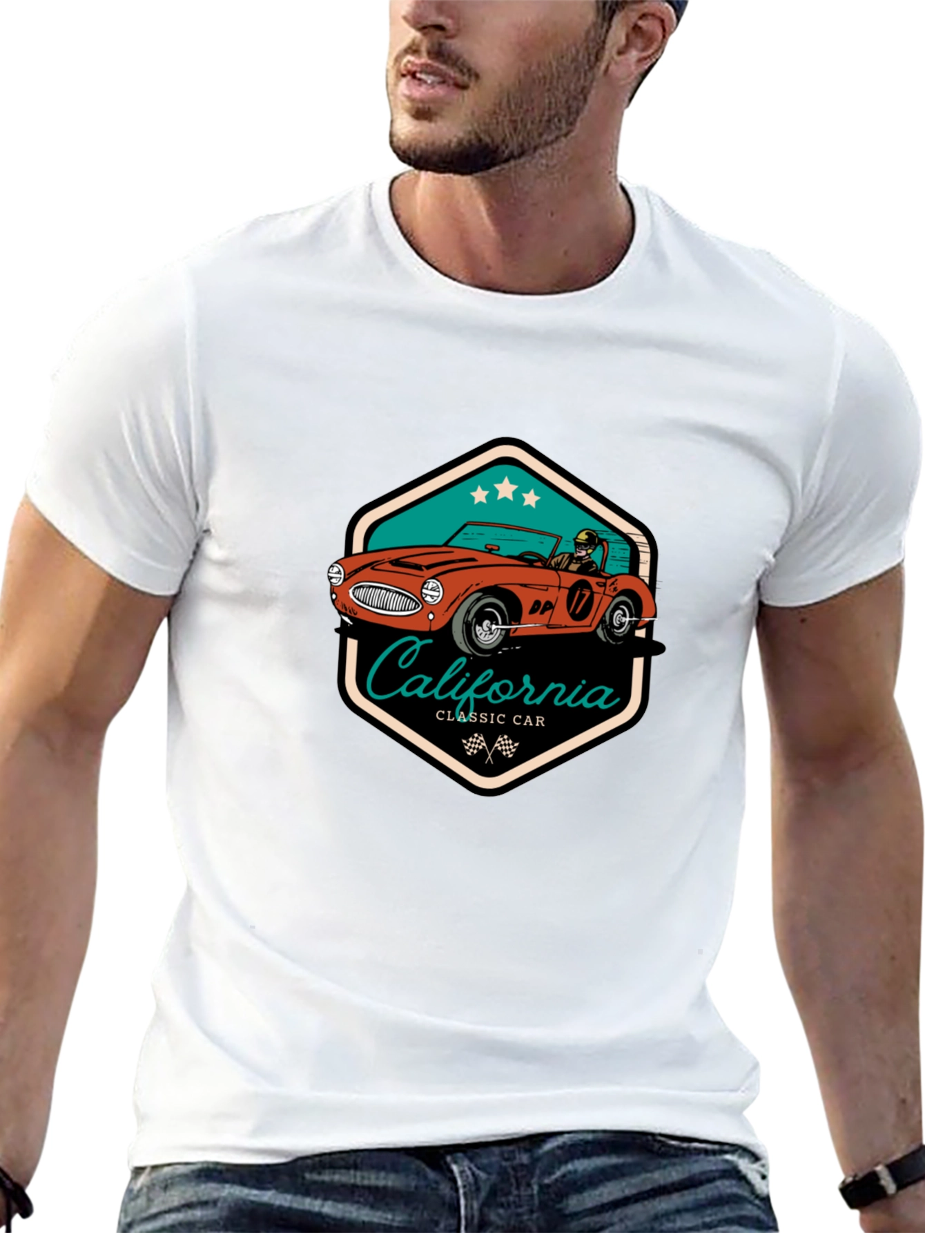 Black Classic Car California T-Shirt view 13