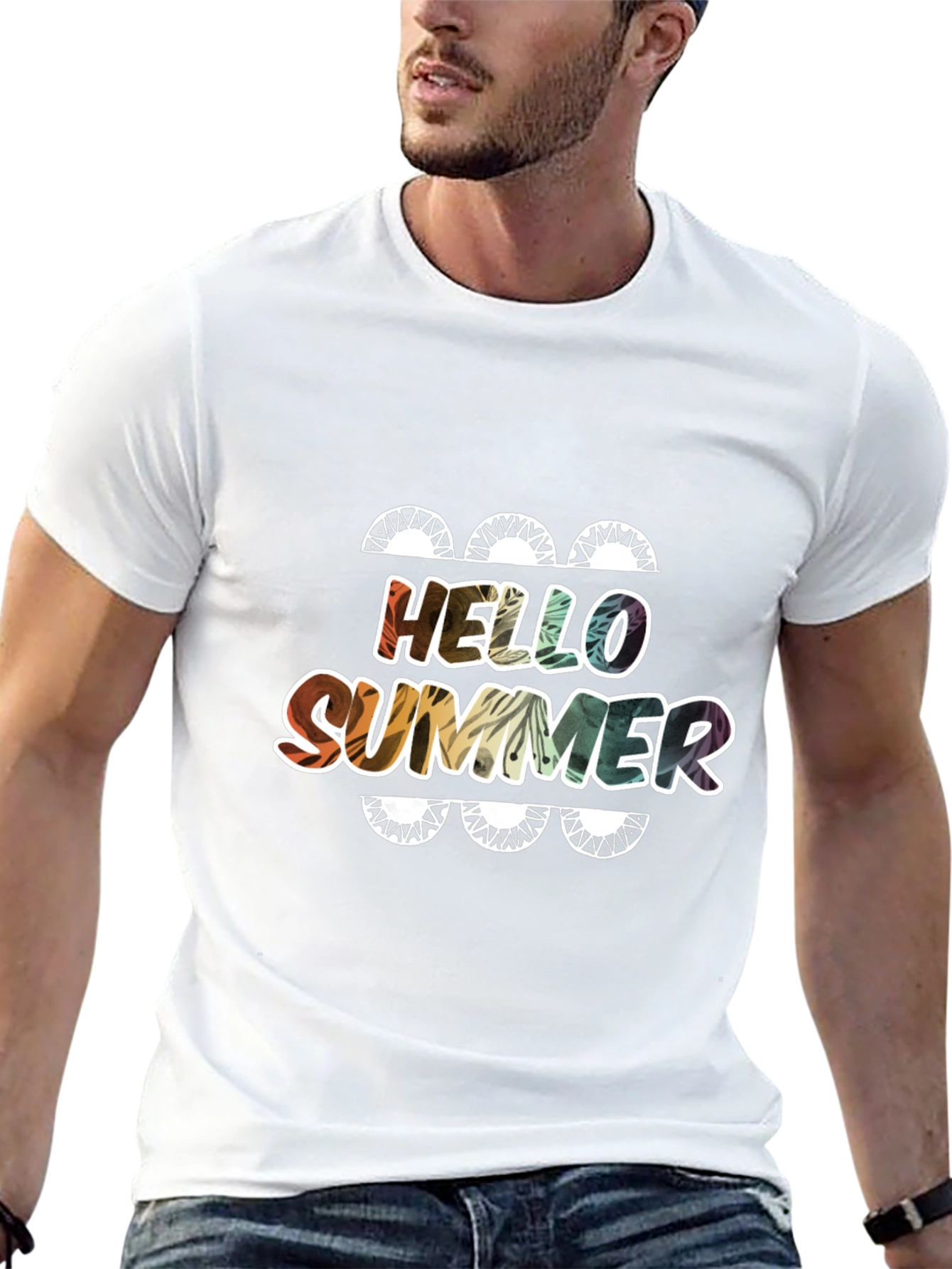 Black Hello Summer Graphic T-Shirt - Cool, Fun Design view 13