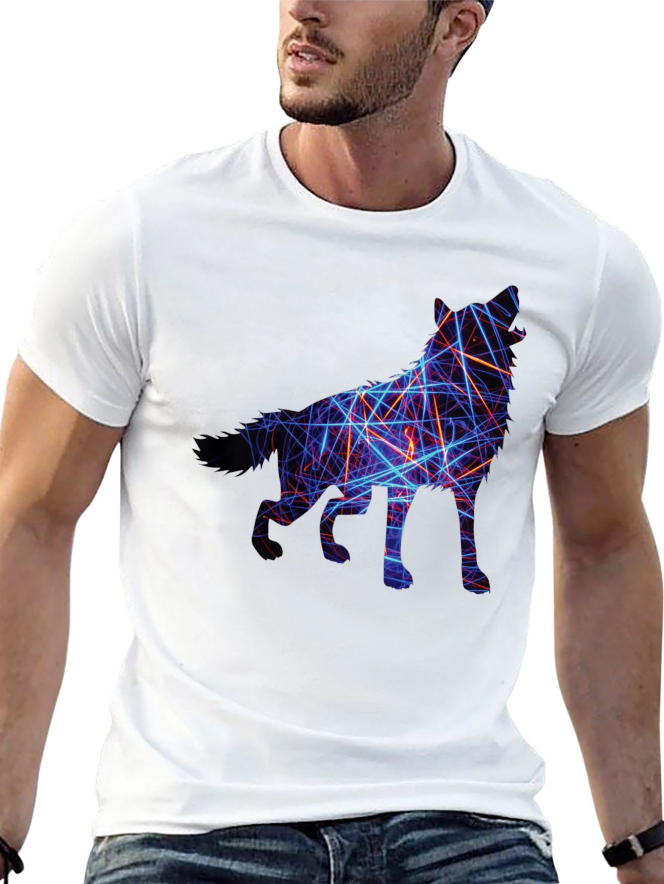 Black Abstract Wolf Graphic Tee - Black view 13