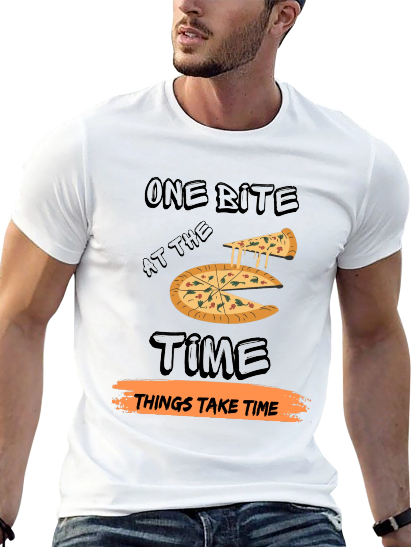 Black One Bite Pizza T-Shirt view 13